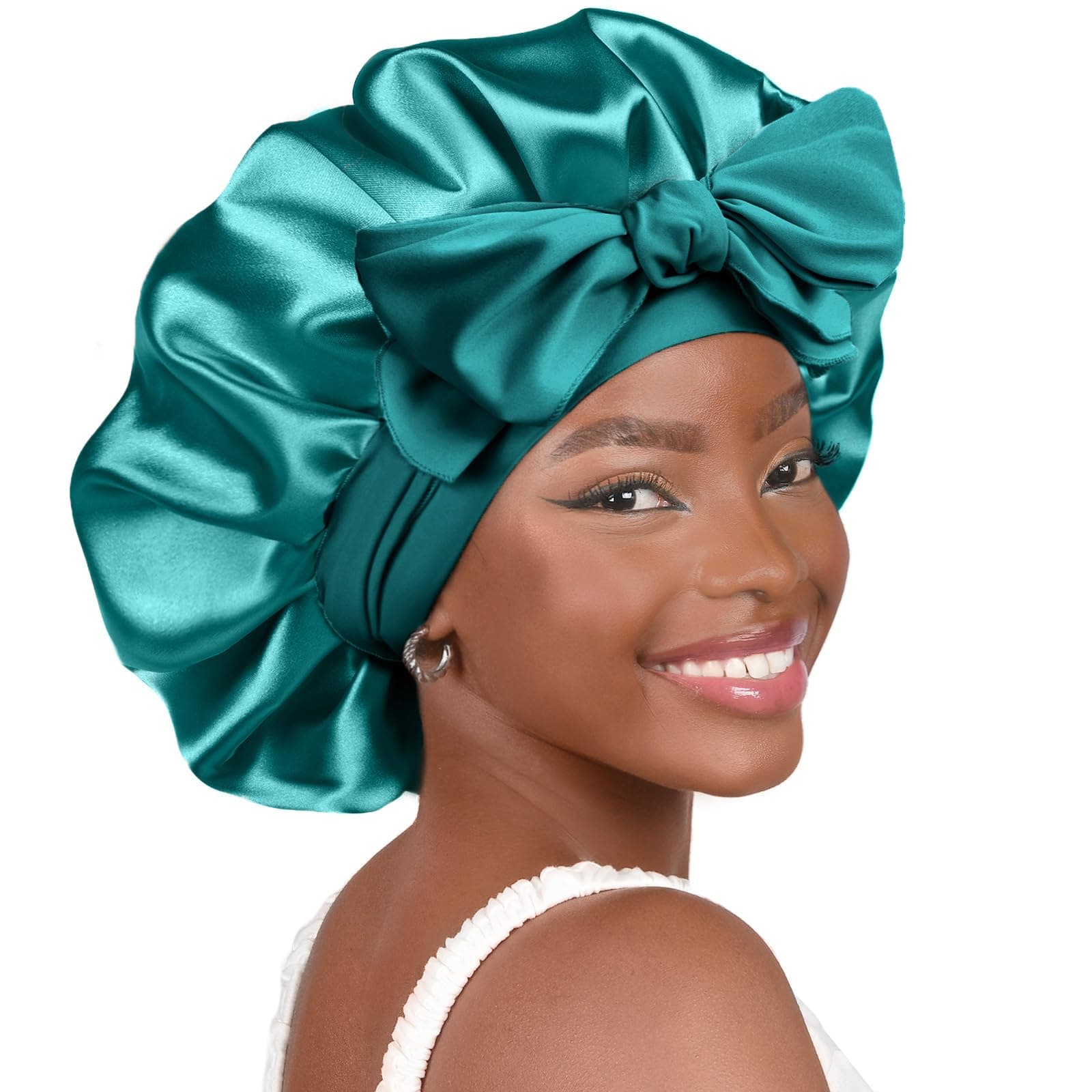 Adjustable Satin Bonnet for Sleeping Women Double Layer Hair Wrap Reduce Friction Prevent Frizz Natural Curly Hair