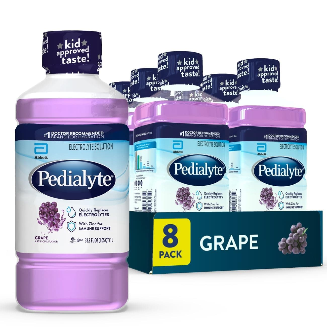 Oral Electrolyte Solution, Grape, 1-Liter, 8 Count by Pedialyte