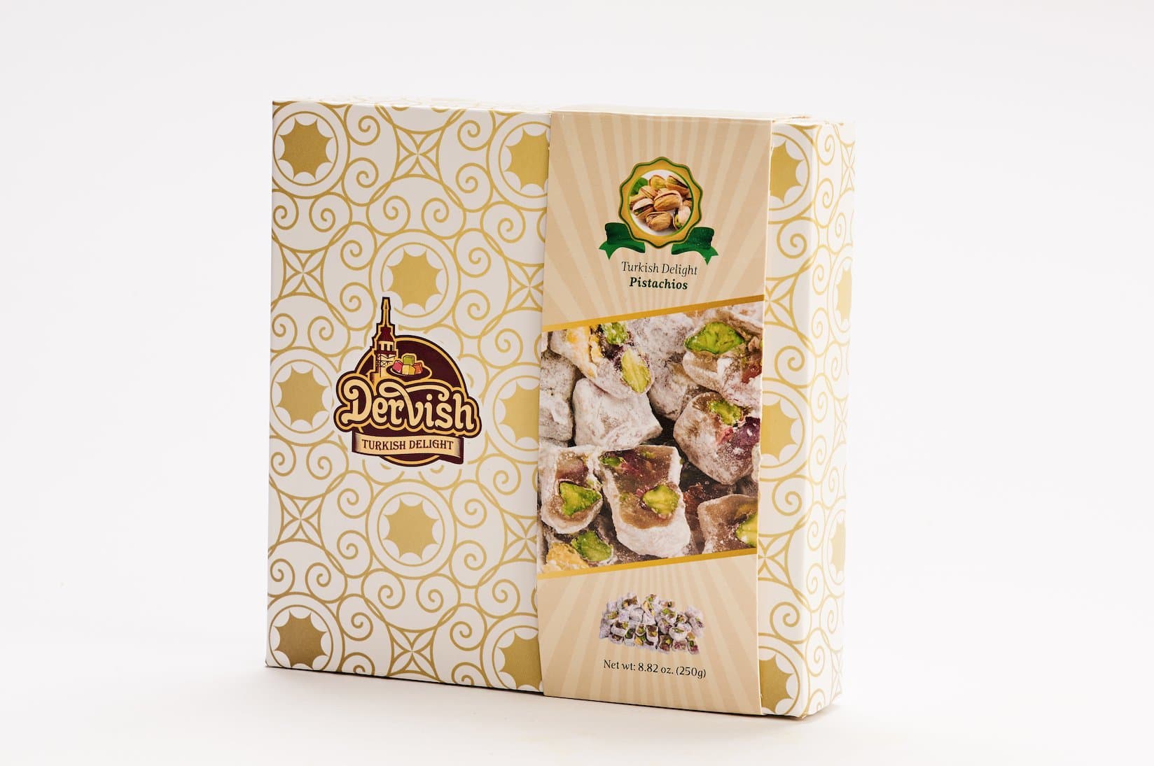 DERVISH TURKISH DELIGHT with PISTACHIO (FRESH-AUTHENTIC-DELICIOUS) DIRECTLY SEND FROM MANUFACTURER! (MEDIUM BOX)