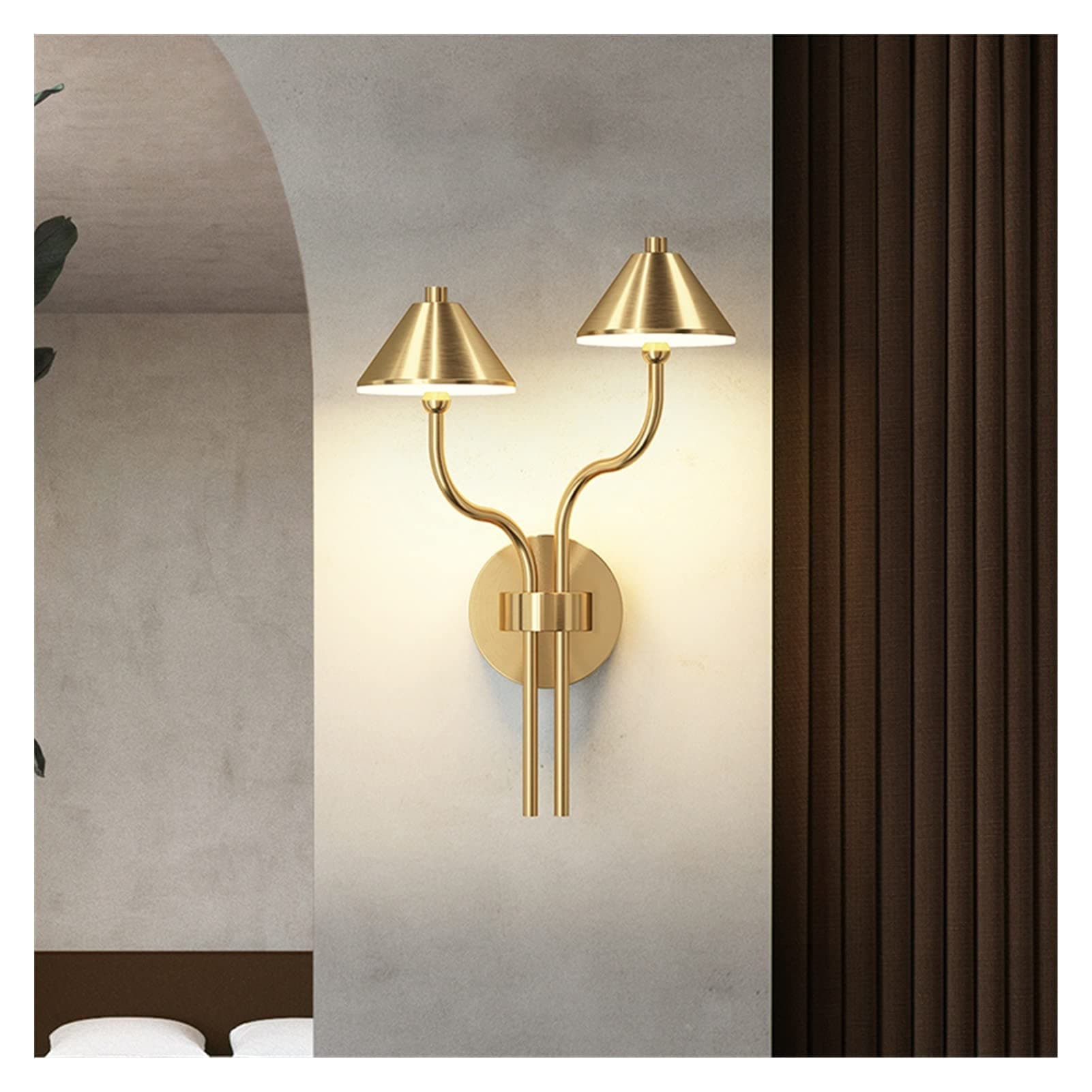 Bedroom wall lights, Wall Sconces, Modern Copper Wall Lamp Creative Umbrella Decorative Lamp LED Sconce Wall Llight Living Dining Room Bedroom Stair Aisle (Color : 1 Light-Black) ( Color : 2 lights-go