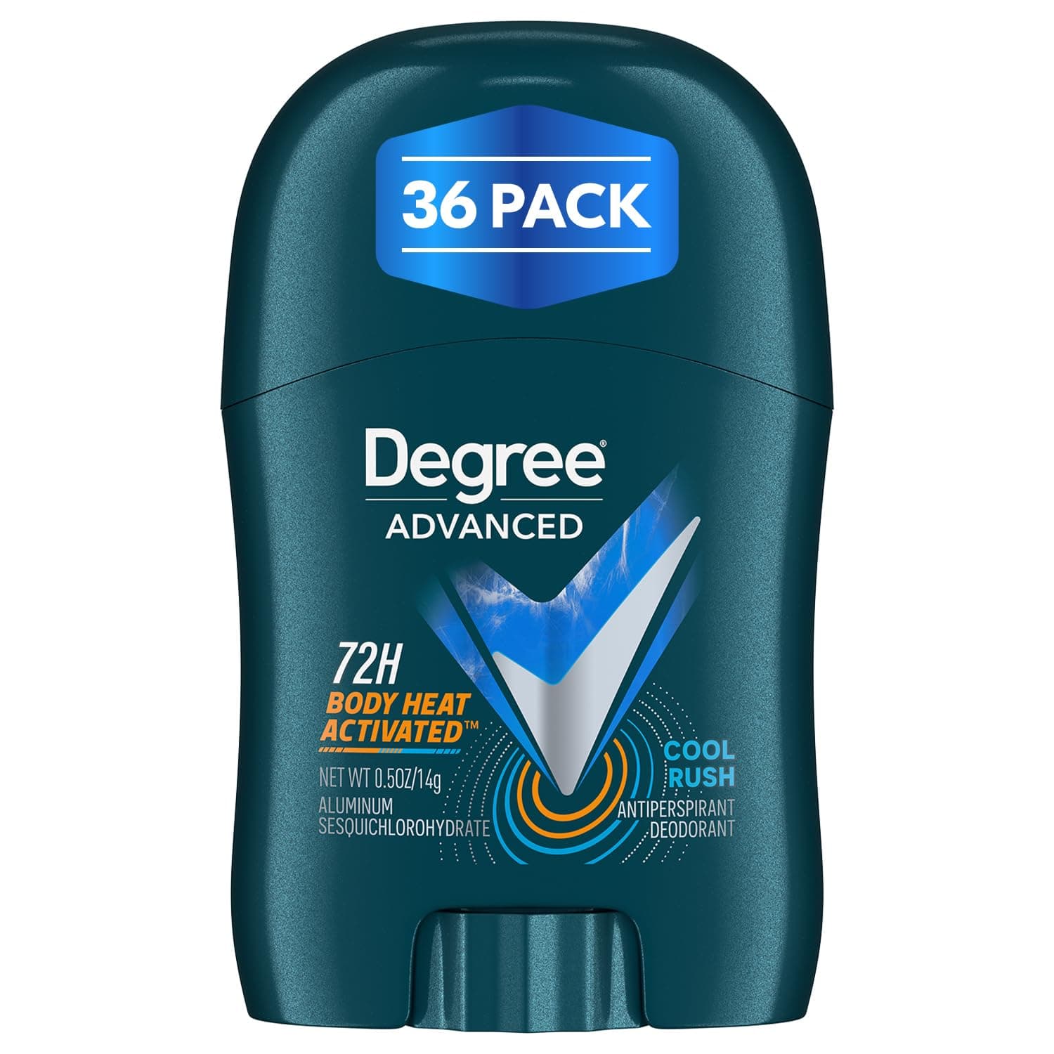 Men’s Travel Deodorant Cool Rush 36-Pack – 72H Body Heat Activated Mini Antiperspirant, 0.5 Oz Ea