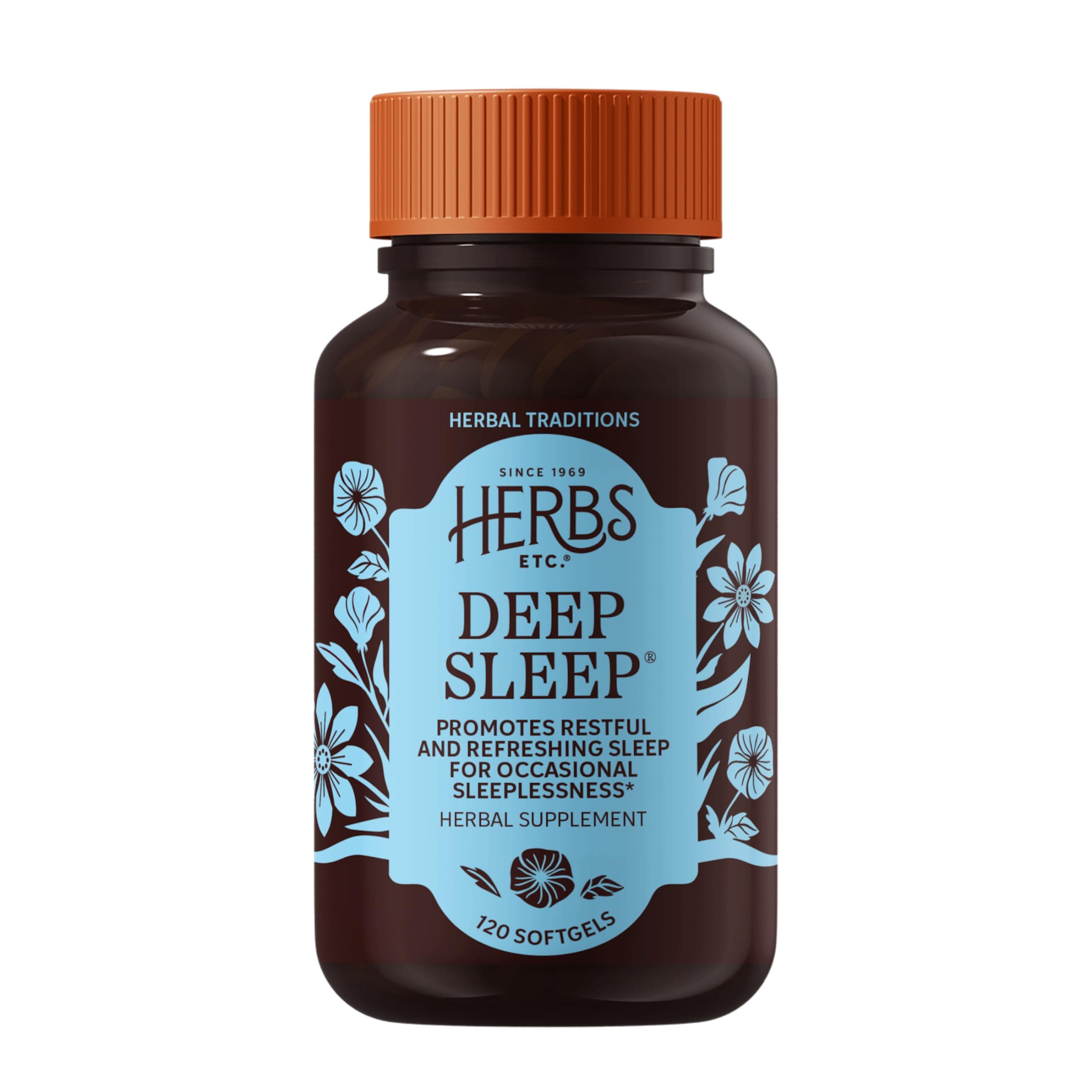 Herbs Etc. Deep Sleep Softgels - Herbal Sleep Support Supplement - Rest & Calming Support with Passionflower, Chamomile & Lemon Balm - 120 Softgels (120 Servings)