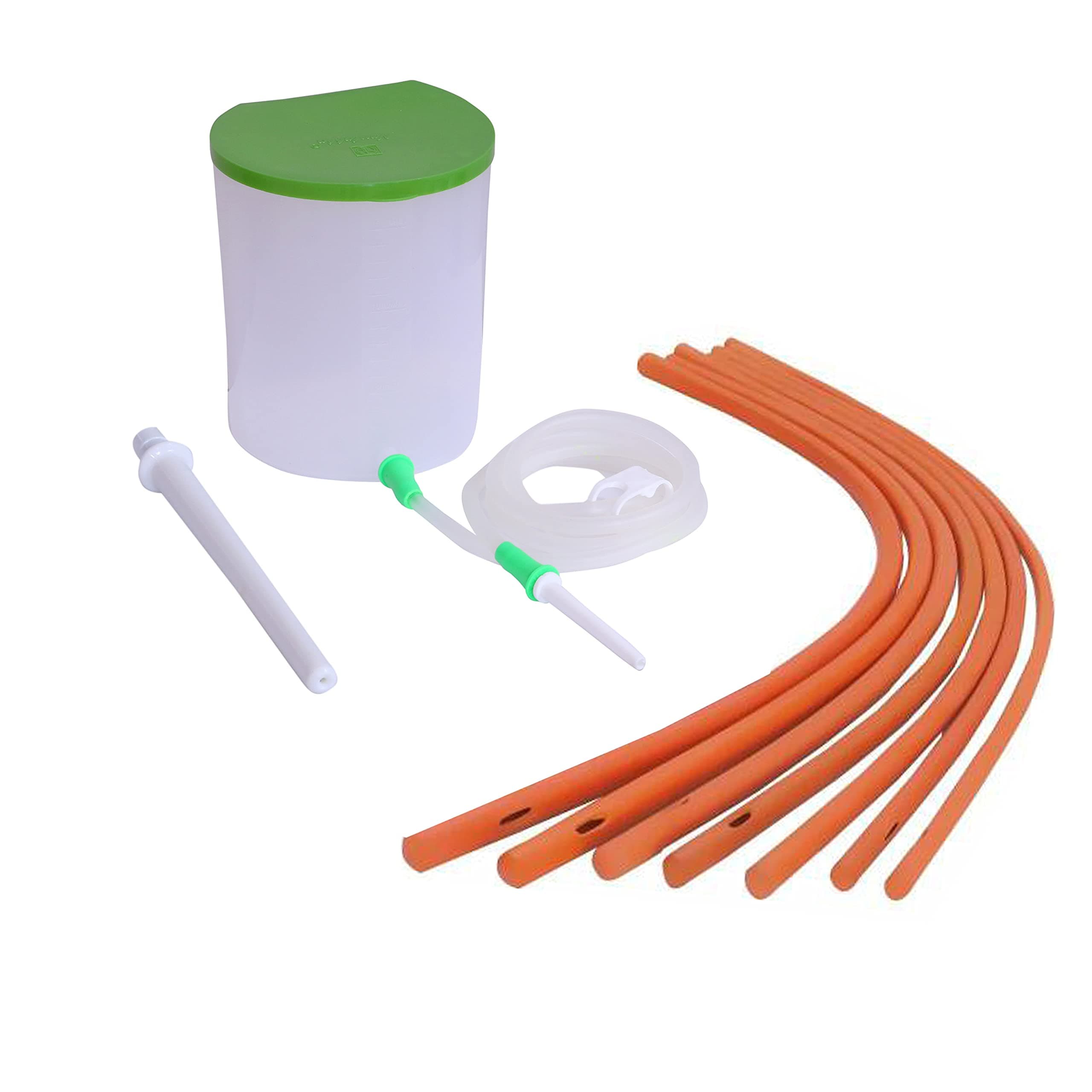 1.5 Litre PVC Enema Kit Satvik Movement Improved model - 1 silicon pipe, 2 nozzles 1 pinch clamp and 7 Enema Rubber Pipe for Men and Women - With User Manual