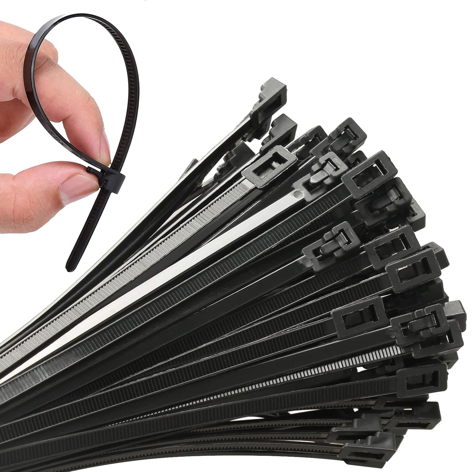Reusable Cable Ties 8 Inch VTECHOLOGY Releasable Adjustable Nylon Zip Ties 100Pack, Black