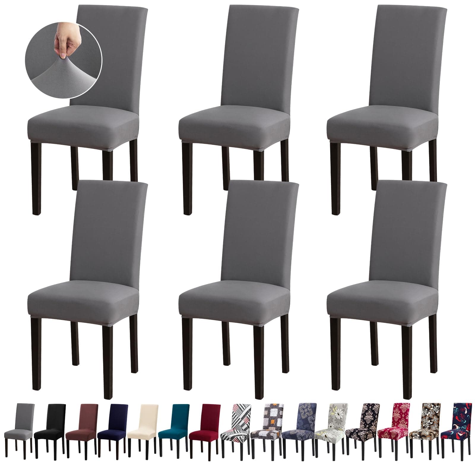 Chair Covers, Stretch Kitchen Dining Room Chair Covers Set of 6, Removable Washable Dining Chair Slipcovers for Home, Hotel, Banquet