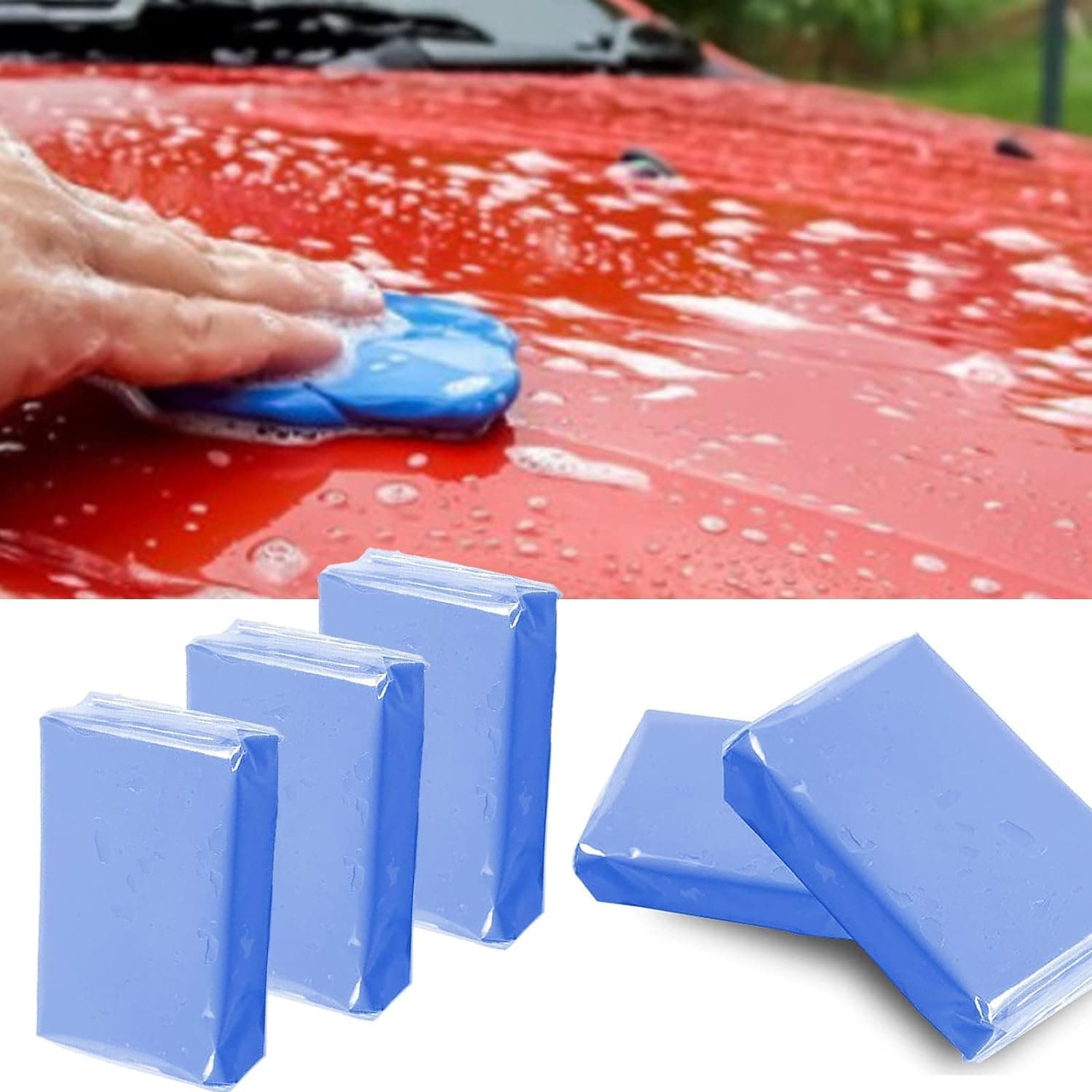 Car Clay Bar 5 Pack 500g, Premium Grade Clay Bars Auto Detailing Magic Clay Bar Kit with Towel Clay Bar Cleaner with Washing and Adsorption Capacity for Car Wash Car Detailing Clean.
