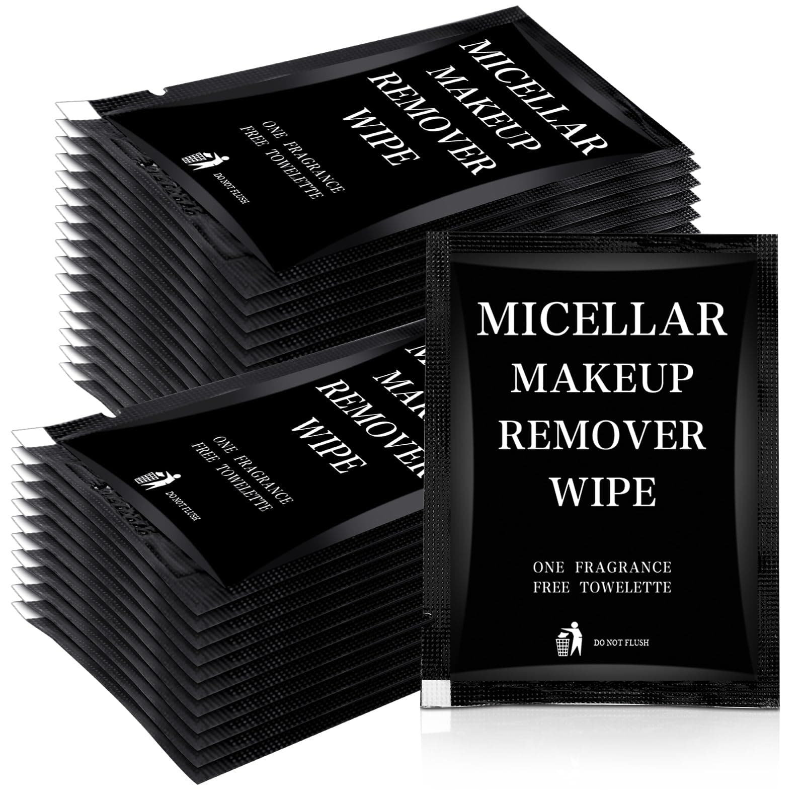 150 pcs Makeup Remover Wipes Bulk Individually Wrapped Makeup Wipes Single Remover Cloth Facial Cleansing Pads for Mascara Lipstick Oil Dirt Face Skin Travel Hotel(Black)