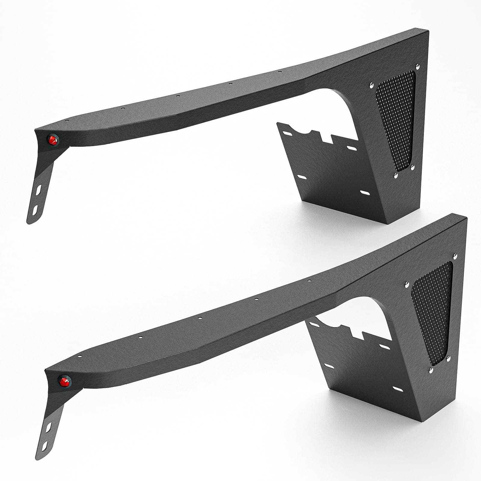 for TJ LJ Flat Front Fender Flares Compatible with 1997-2006 Jeep Wrangler TJ & 2004-2006 Jeep Wrangler LJ, 2-Piece Off-Road Heavy Duty Steel Wheel Fenders Kit (Textured Black)