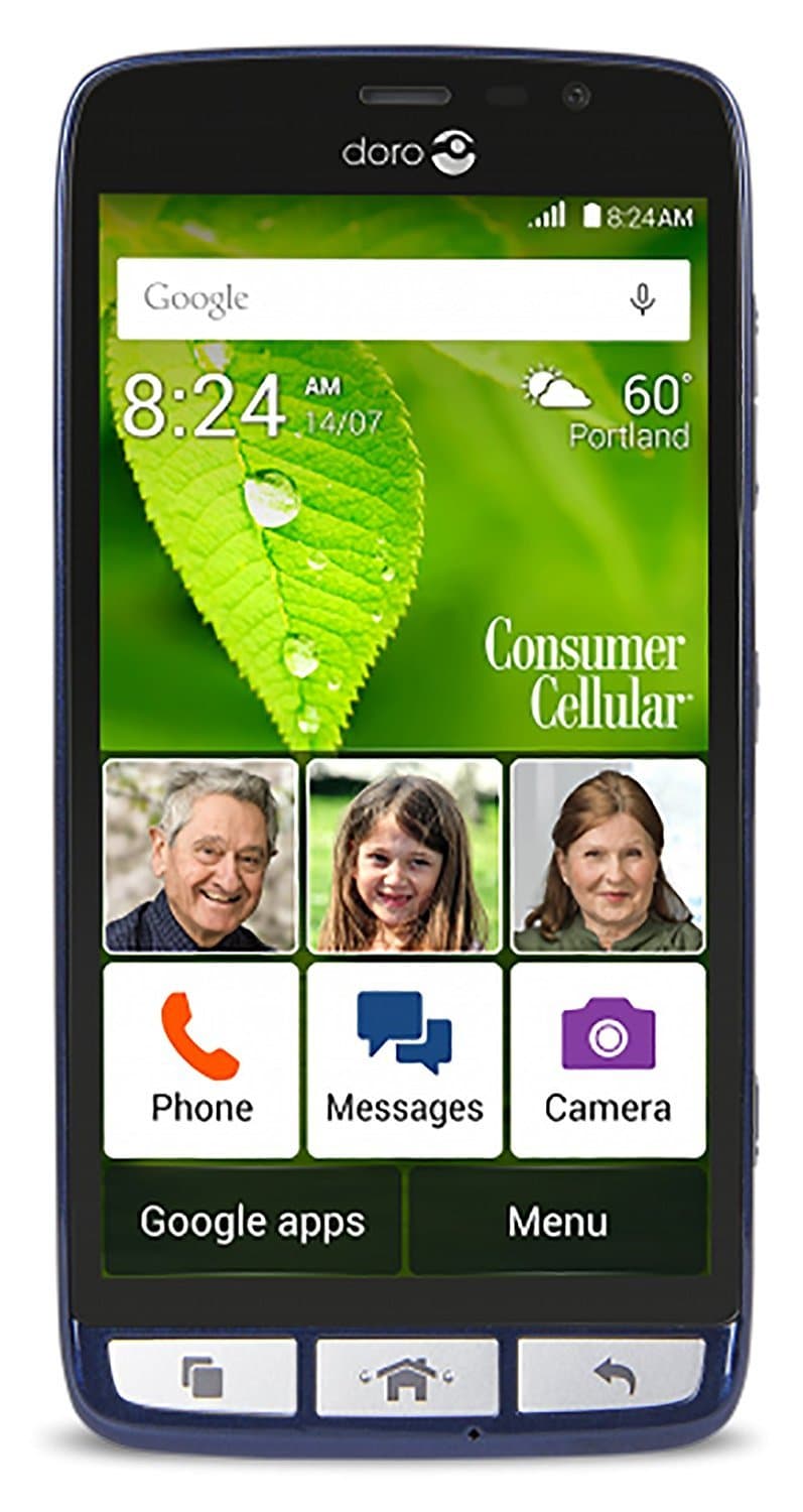 Doro 824 SmartEasy Senior-Friendly GSM Unlocked - 1.2GHz Processor - 5.5" Android Cell Phone - Blue