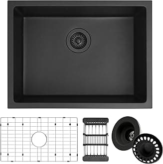 Black Kithcen Sink, 23 Inch Undermount Kitchens Sinks, 23"x 18"x 8" Small Matte Black Bar Sinks, 23 x18 Granite Composite Quartz stone Kitchen Sink With Accessories