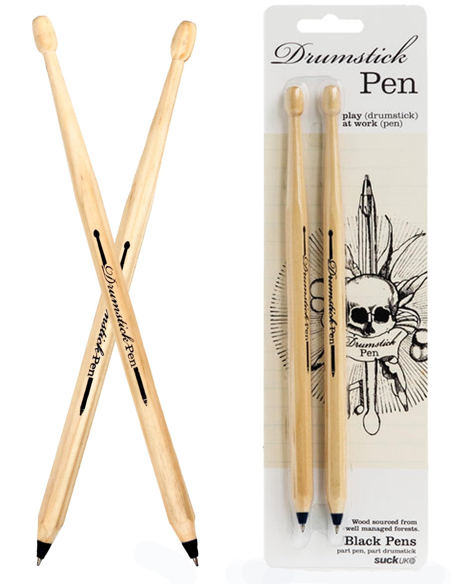 Suck.UK Drumstick Pens, Black (SK DRUMPEN2)