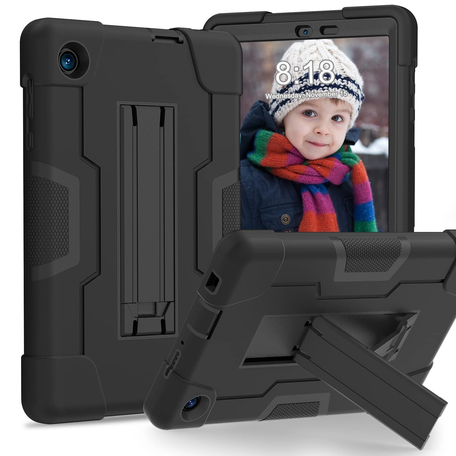 Bingcokfor TCL TAB 8 LE Case, TCL TAB 8 LE Case for Kids, Heavy Duty Rugged Full-Body Hybrid Shockproof Drop Protection Cover for TCL Tab 8 LE (Model:9137W)2023/TCL Tab 8 WiFi (Model:9132X) (1-Black)