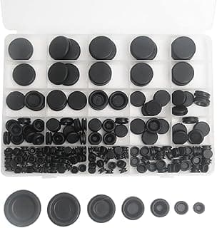 Pack of 215 rubber cable grommets, 7 sizes rubber grommets, body plugs, rubber grommets, rubber grommets assortment, car sealing plug kit, cable grommets, rubber cable grommet rubber, rubber cable