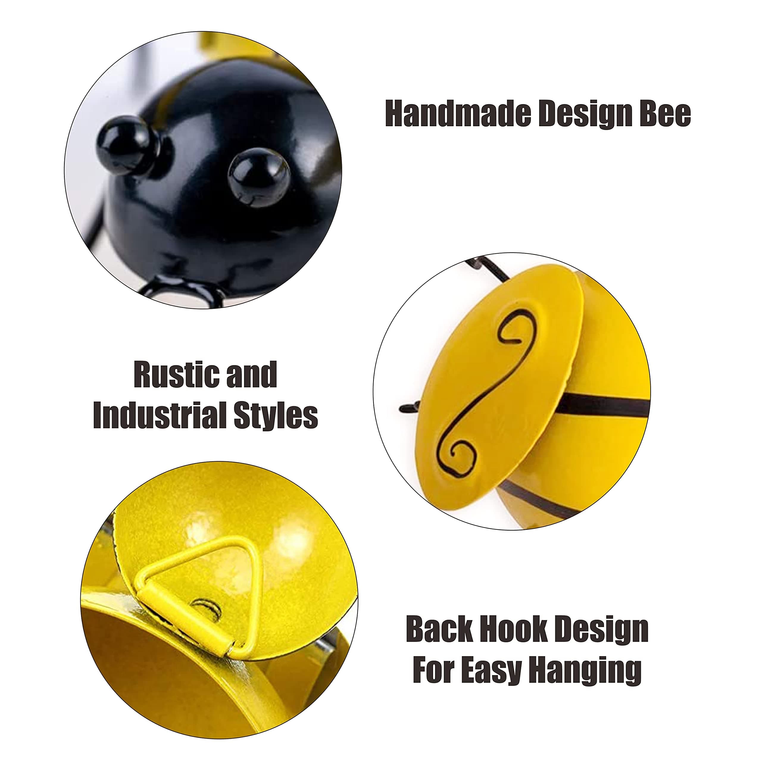 メタルウォールアート 4個 メタルマルハナバチ 壁装飾 3D 鉄製蜂アート 彫刻 壁掛け装飾 屋外ホームガーデン用