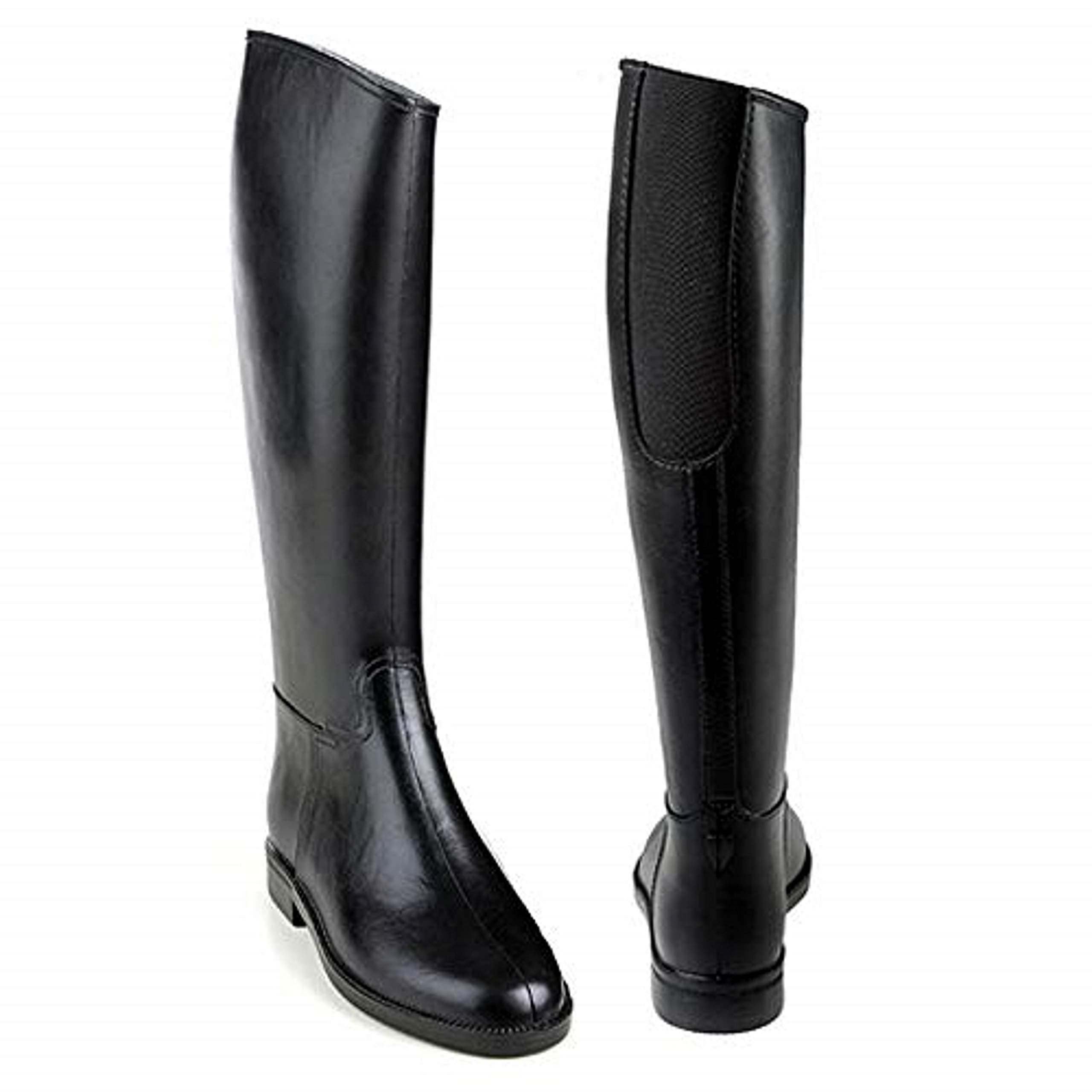 Equi-Essentials Ladies Cadet Flex II Rubber Tall Riding Black Boots with Elastic Insert, 38 (7 US)