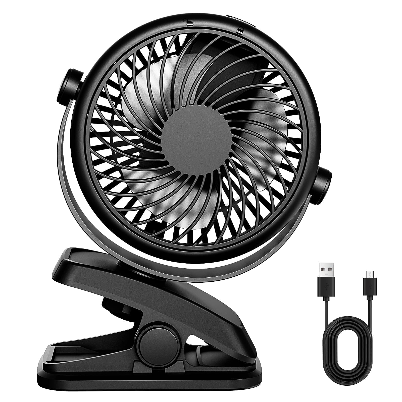 Mini USB Fan, Silent Portable Fan with Rechargeable Battery, 3 Speed, 360 Speed Rotating Fan for Bedroom, Office, Stroller, Camping