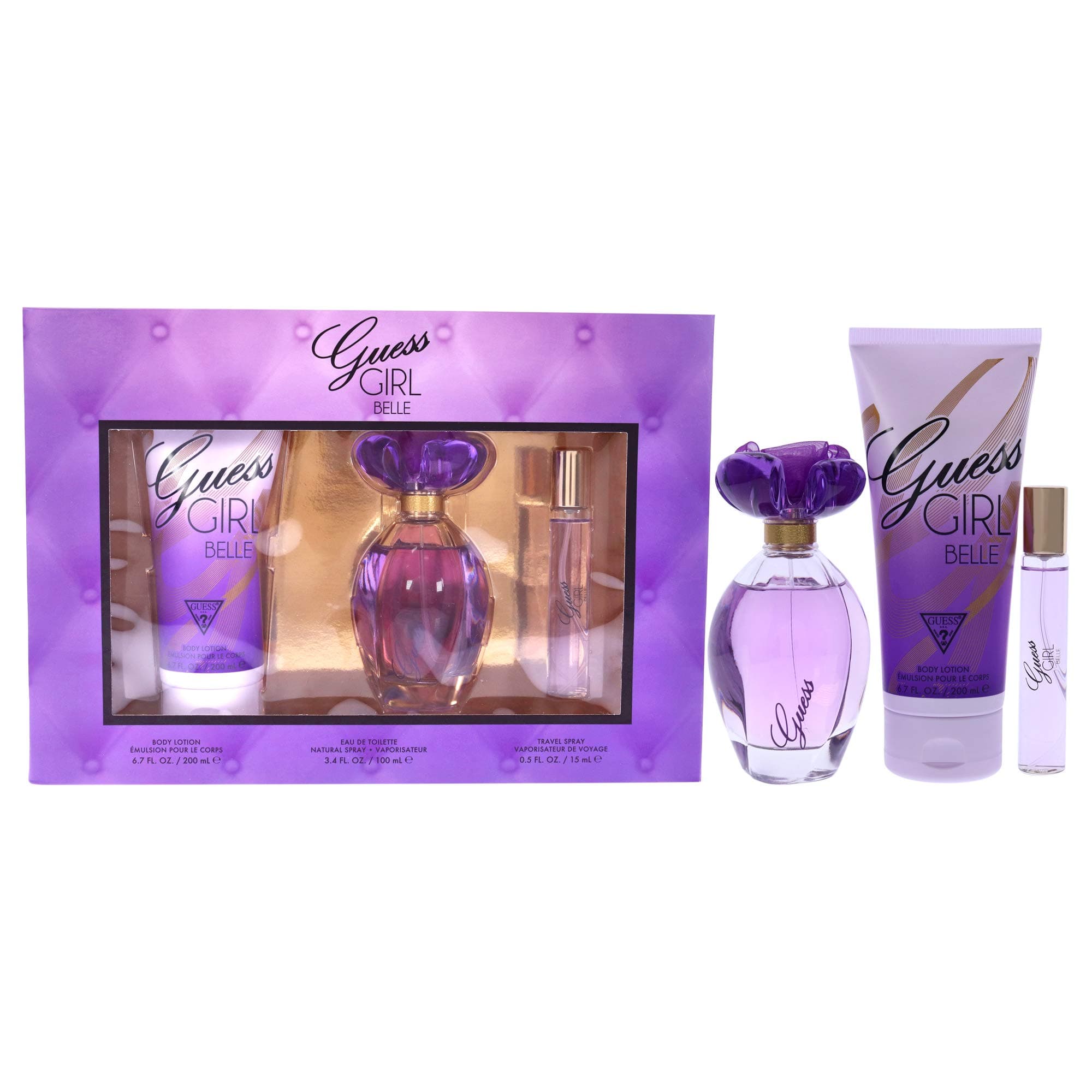 Girl Belle 3 Pc Gift Set 3.4oz EDT Spray, 0.5oz EDP Travel Spray, 6.7oz Body Lotion GIFTSET