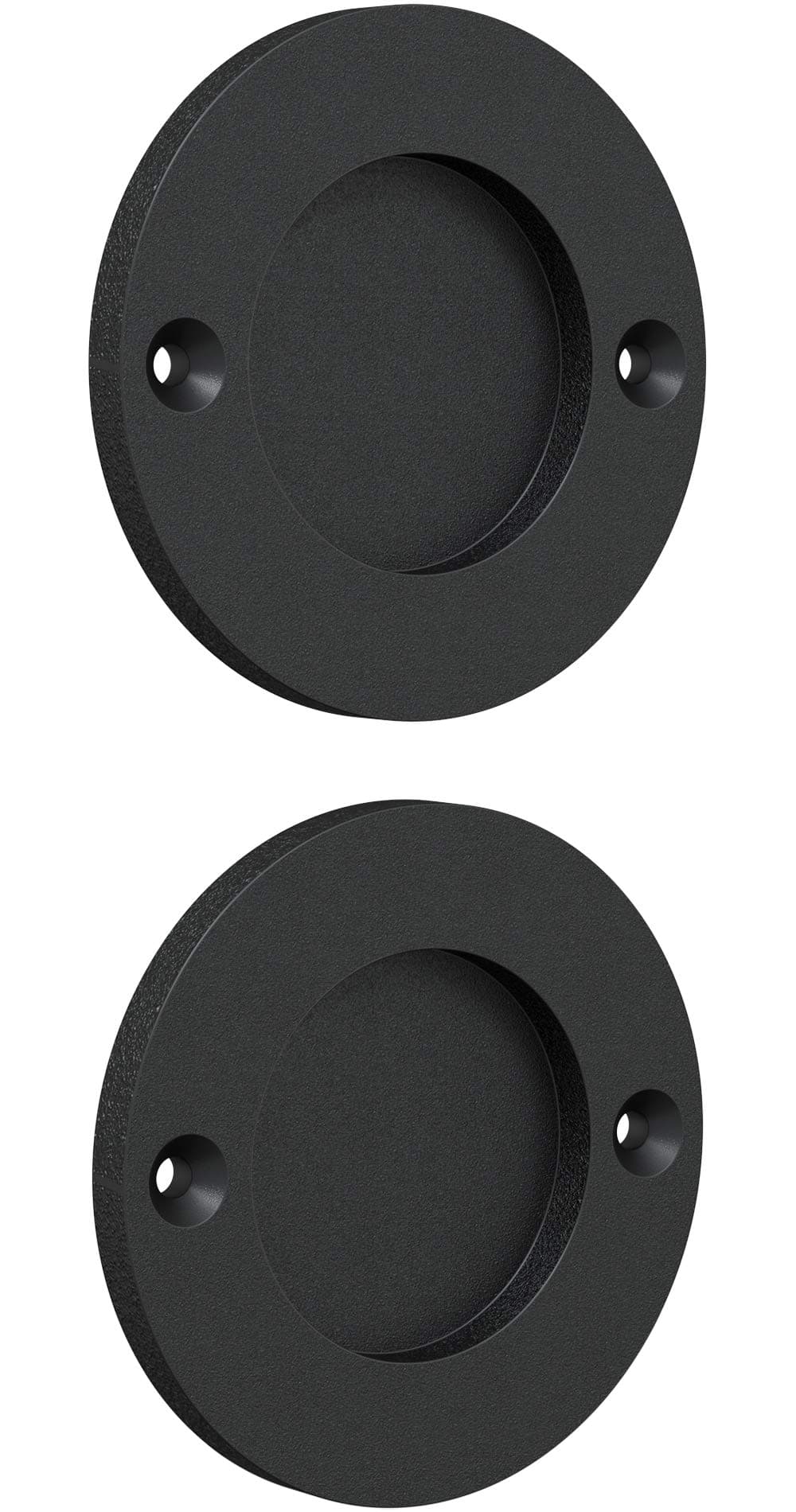 Finger Pulls for Closet and Pocket Doors - Round Sliding Door Pulls - Flush Pulls - Matte Black - Set of 2