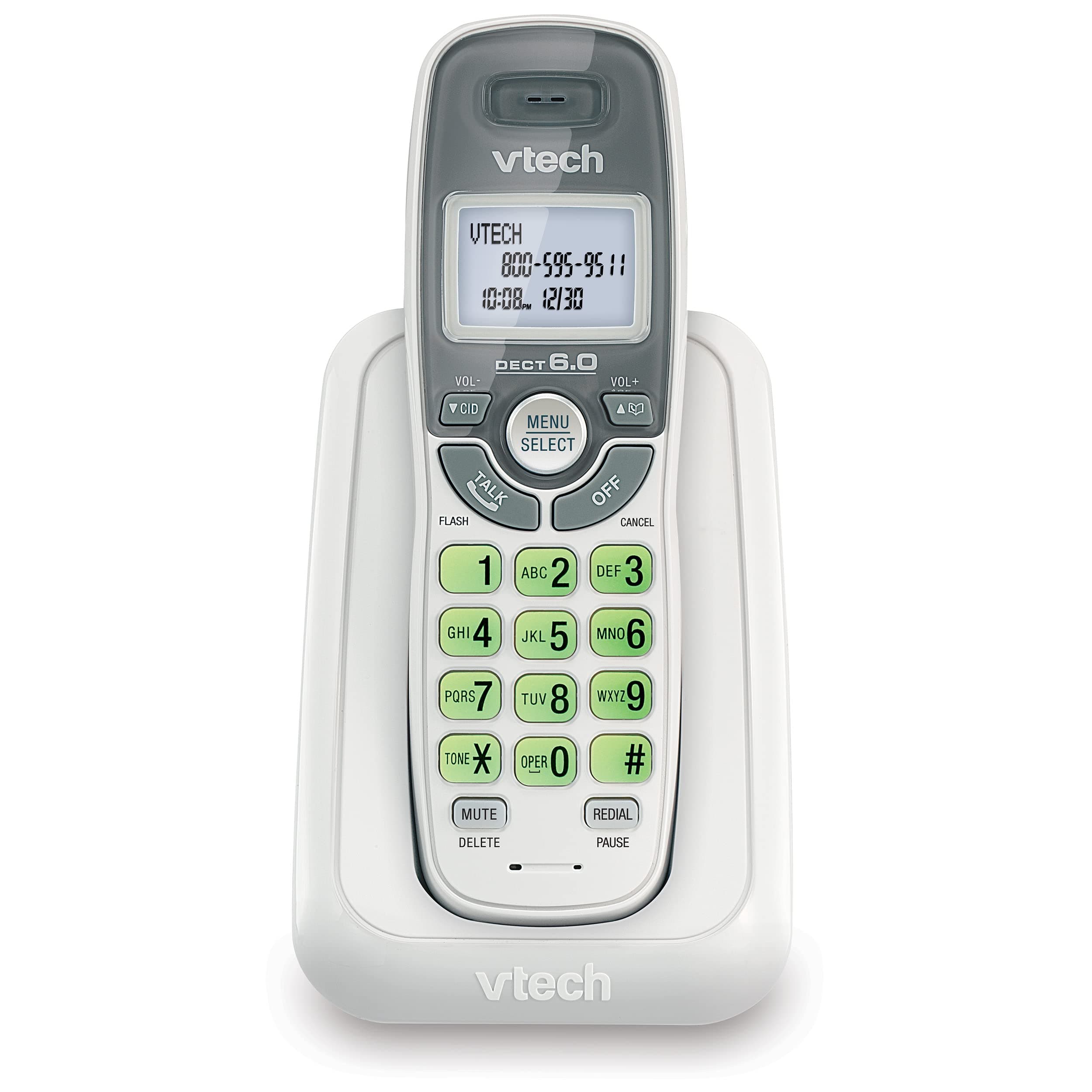 VTECH CS6114 DECT 6.0 1-Handset for Cordless Phone (White-Grey)
