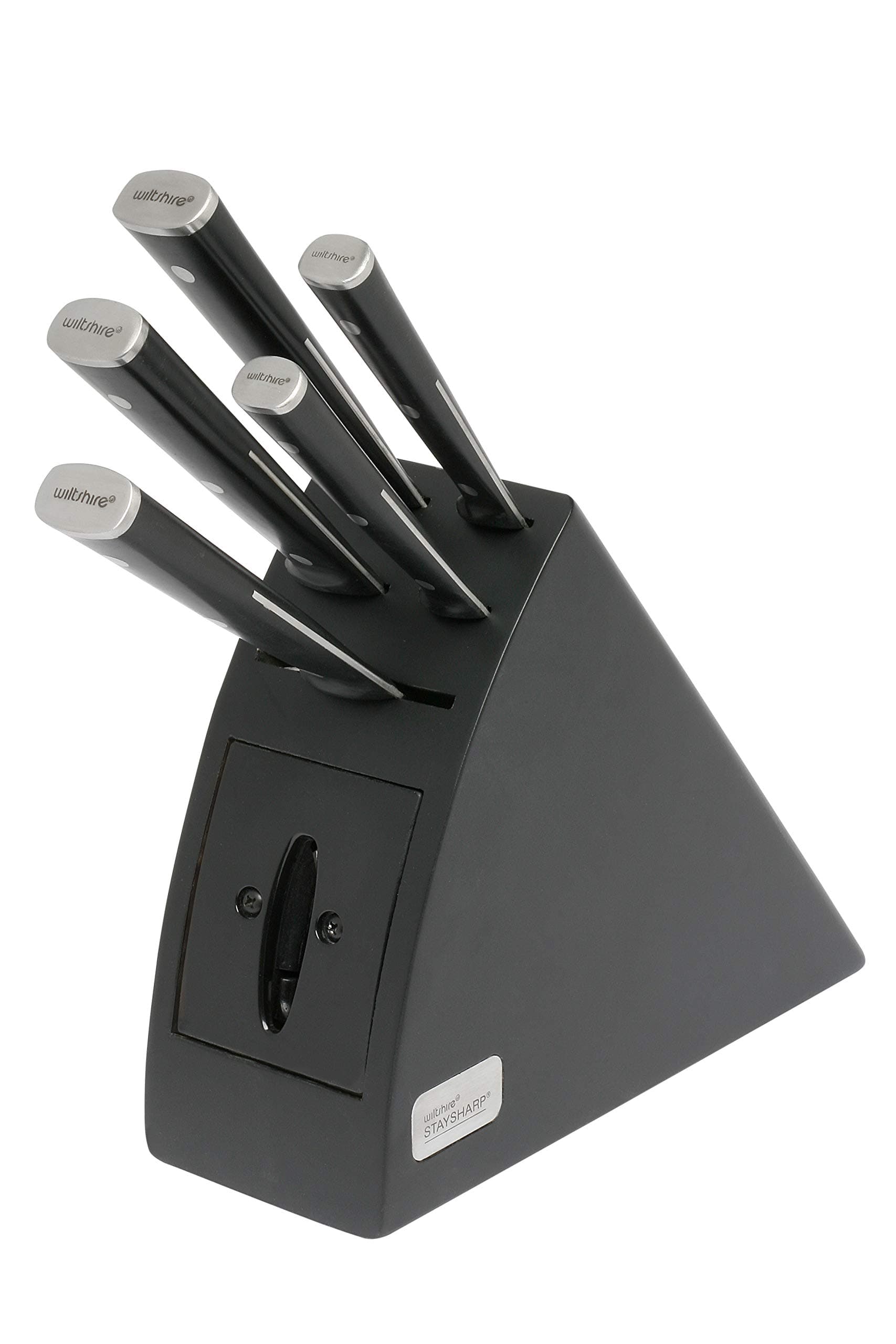 Wiltshire Stay Sharp Radius 5 Piece Triple Rivet Knife Block with Sharpener | Kitchen Staysharp Knives
