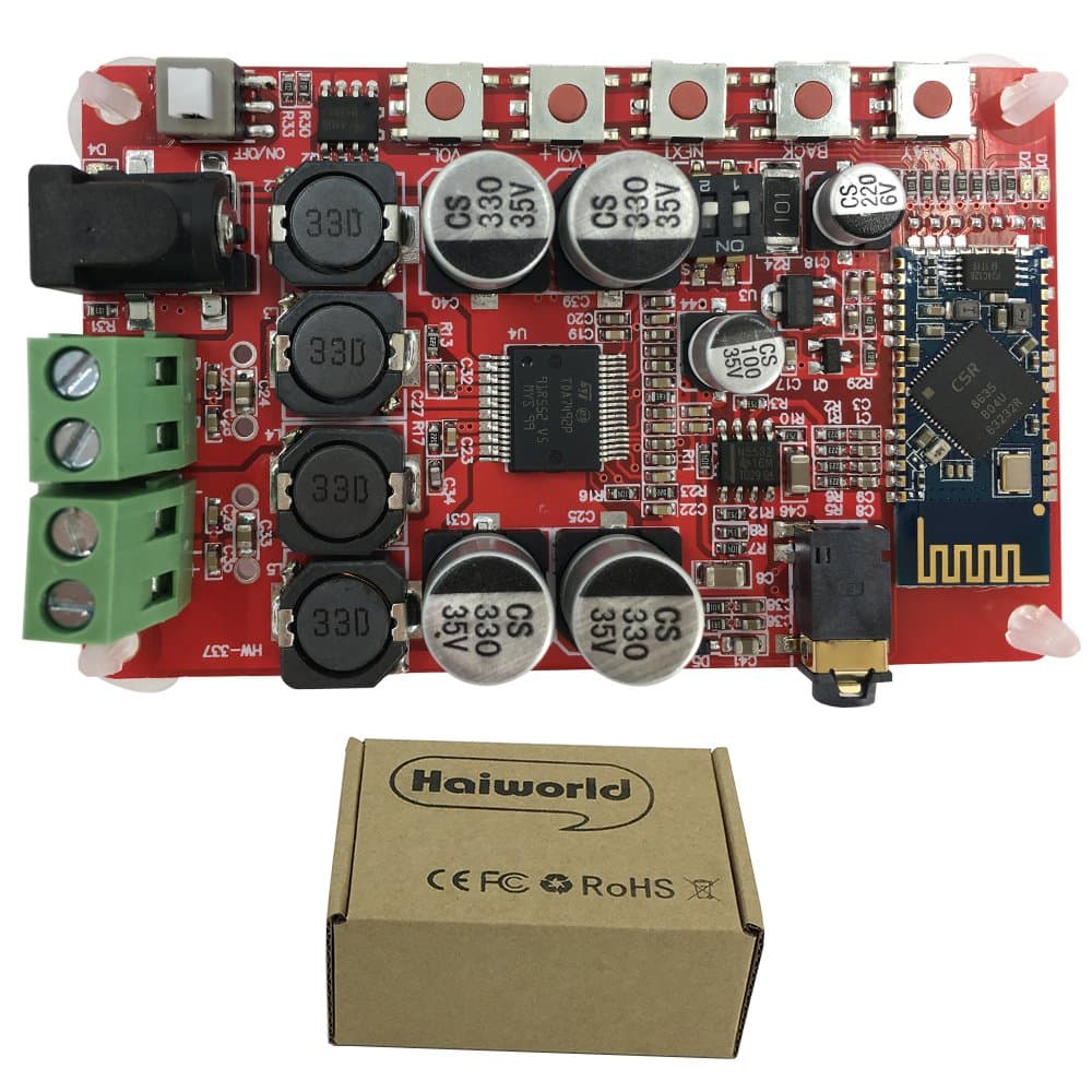 TDA7492P Bluetooth 4.0 Audio Receiver Amplifier Board, Haiworld 2 x 50 Watt Dual Channel Wireless Digital Hifi Module