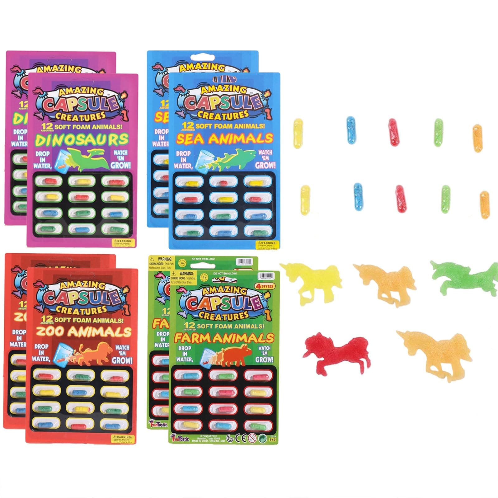 EWAN'S 8 Pcs Magic Animals Water Growing Toys Set, Safe Bath Toys for Kids-Sea Creatures, Dinosaurs,Zoo & Farm Animal Bath Tub Toys Kits, Fun Capsule Bath Toy-Place in Water and Safely Watch Them Grow