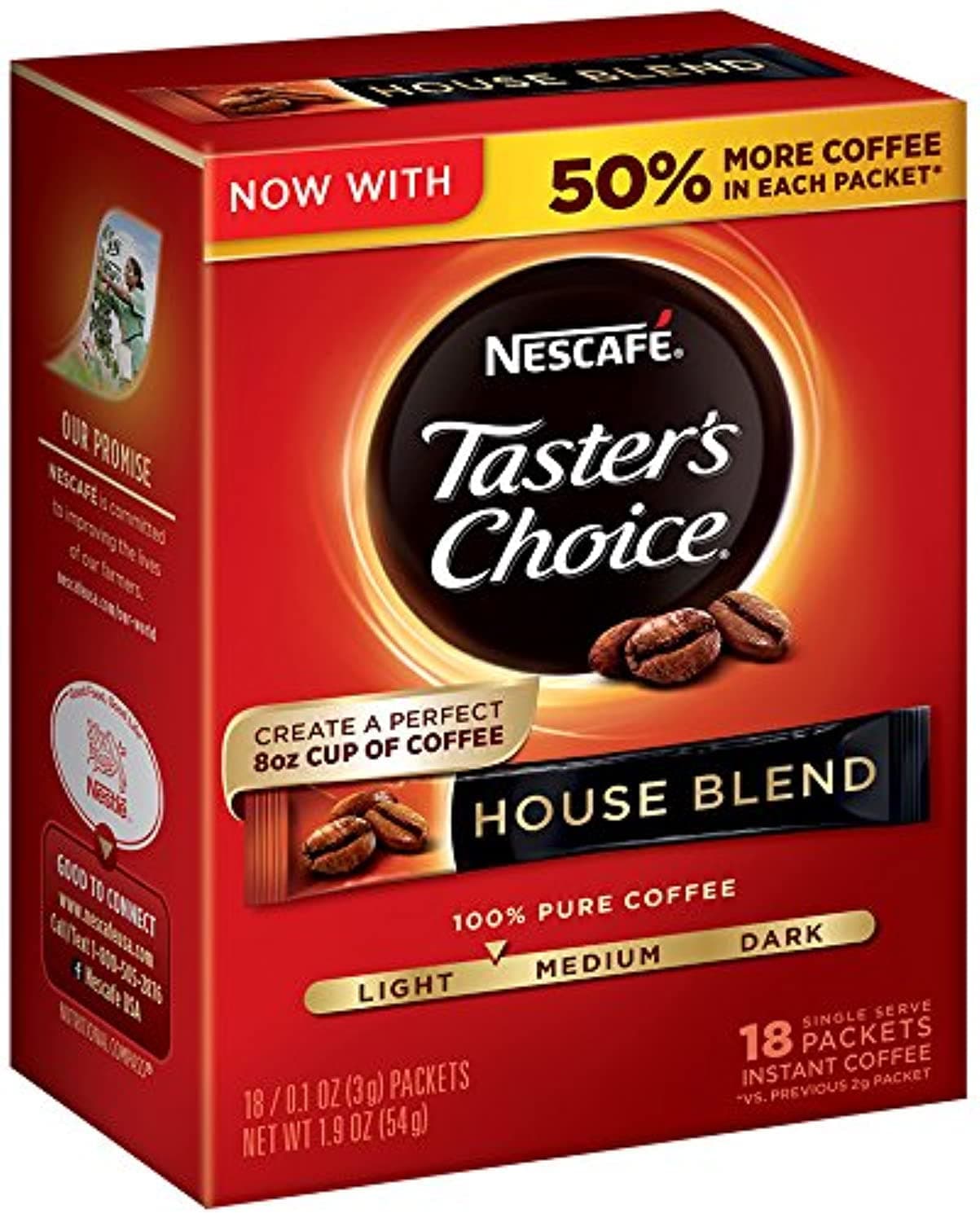 Taster's Choice, House Blend Instant Coffee Single Serve Sticks, 18 Count