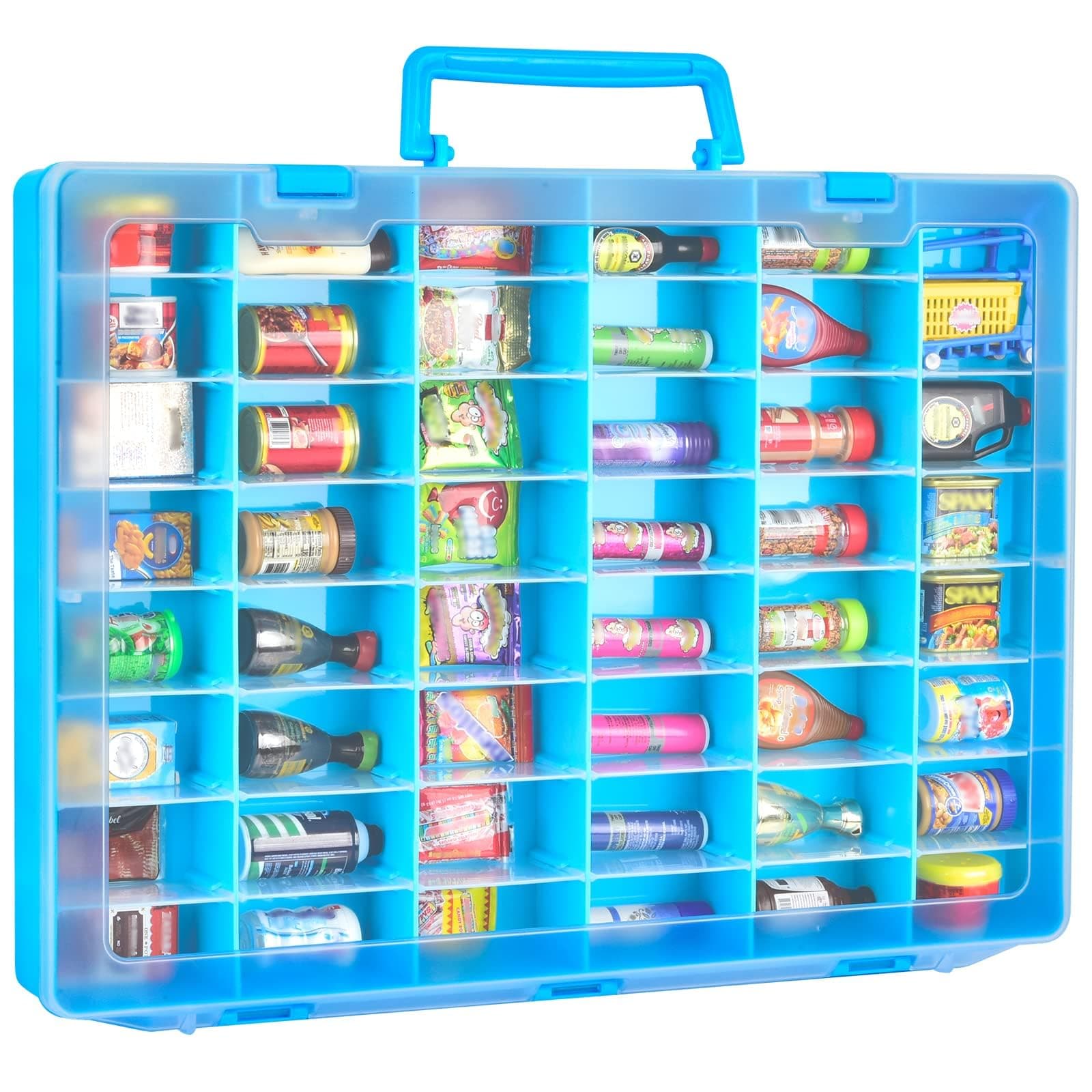 FULLCASE Case Compatible with 5 Surprise for Mini Brands Toys Series 1-4 Mystery Capsule Storage, for Mini Mart Collection Organizer for Collectibles(Case Only) (Blue)