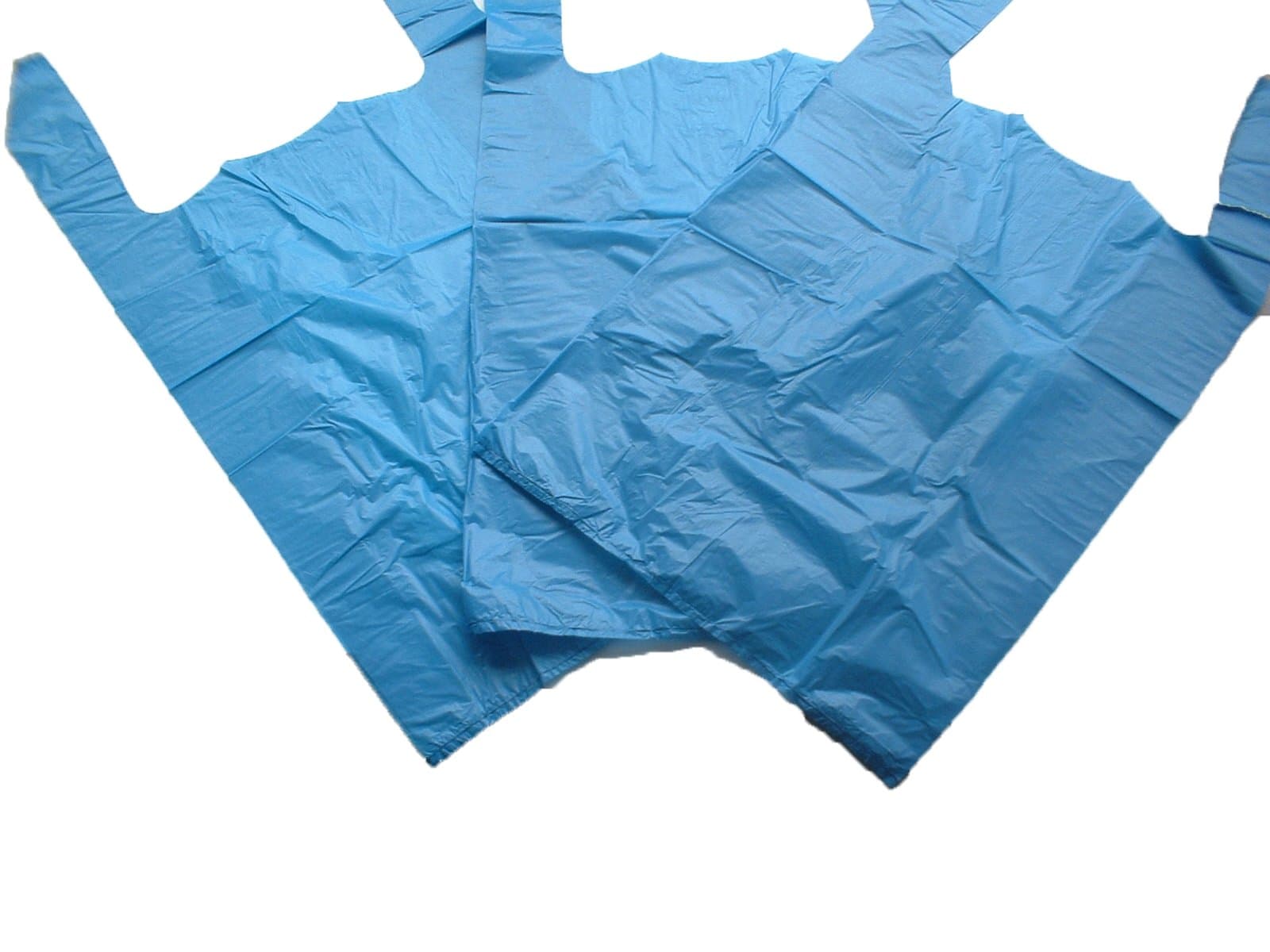 GP Globe Packaging 100 x Strong 11x17x21" Blue Plastic Vest Carrier Bags, 18mu, 1