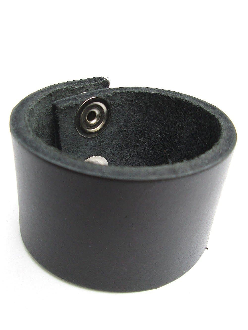 Dangerous Threads Biker Wristband Black Topgrain Leather 1 1/2" Wide Size Medium