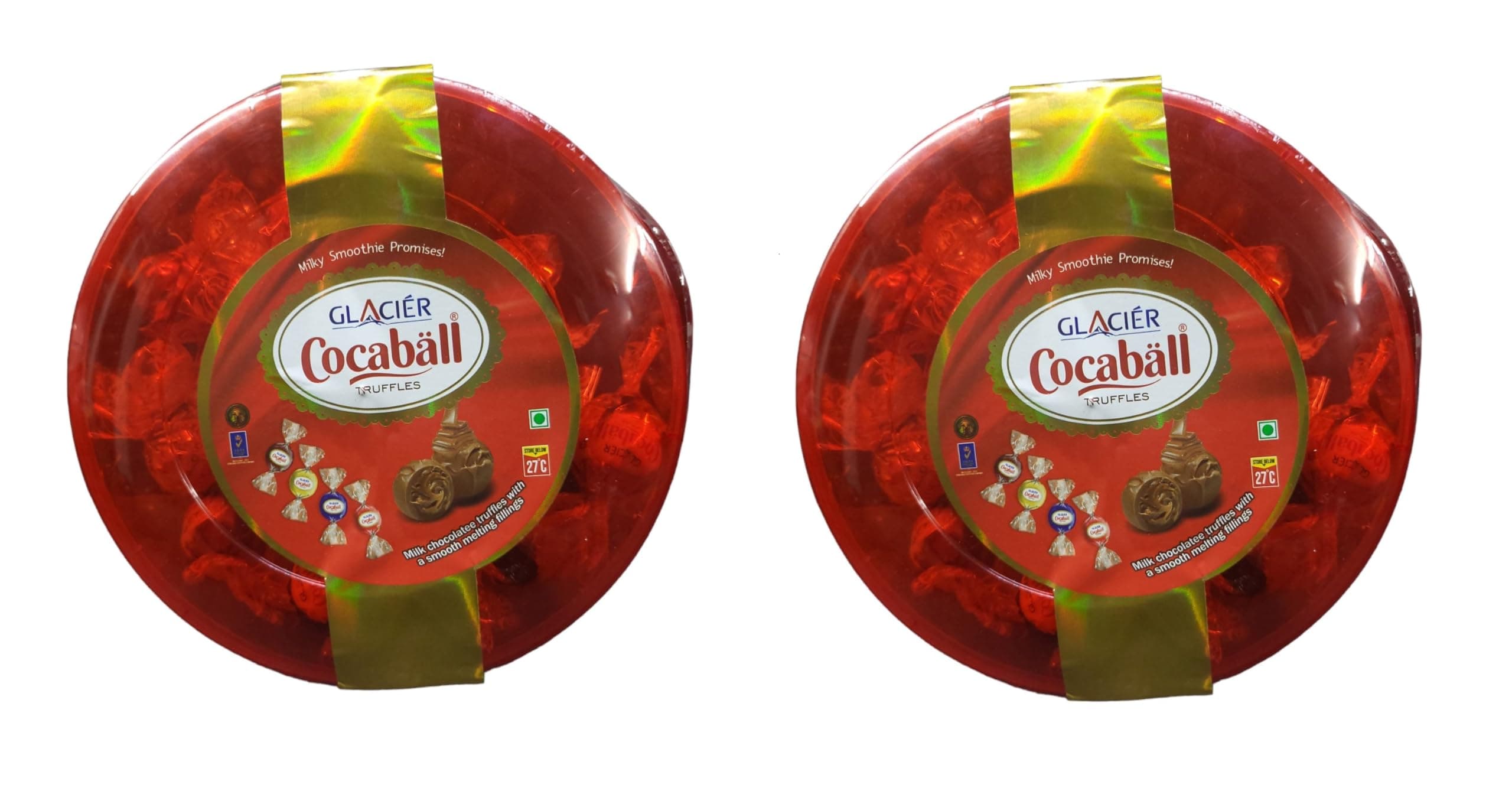 Cocaball Truffles Round Jar | Coca, Milk, Hazelnut and Vanilla Flavour Compound Chocolate | Smooth Milky Compound Chocolate | Taste of Four in Each Pack / 30 pcs x2 / 330 gms x2