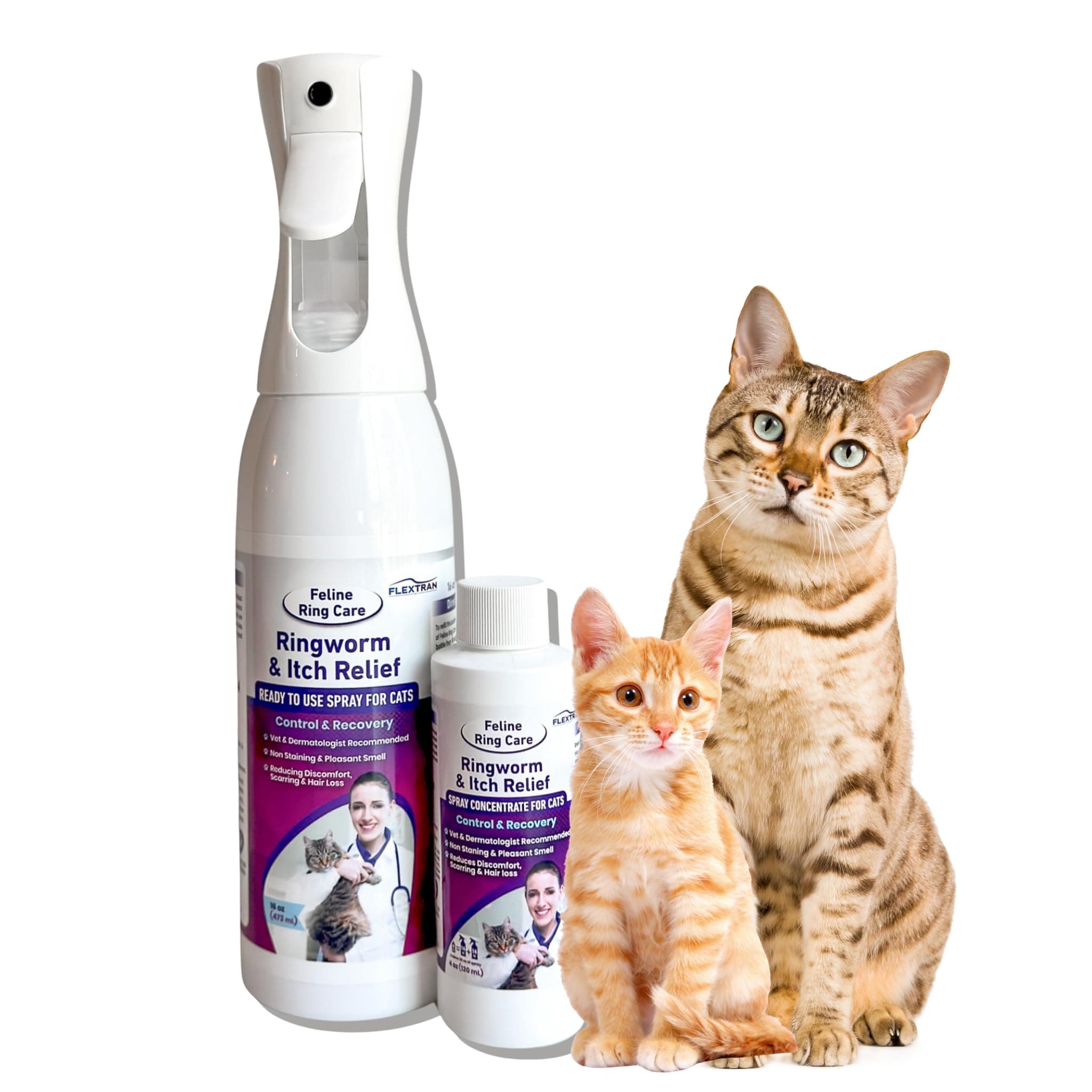 FlexTran - Feline Ring Care | Control and Help with Feline Ringworm, Scabies, Dermatitis and Yeast on Dogs' Paws. Also Works on