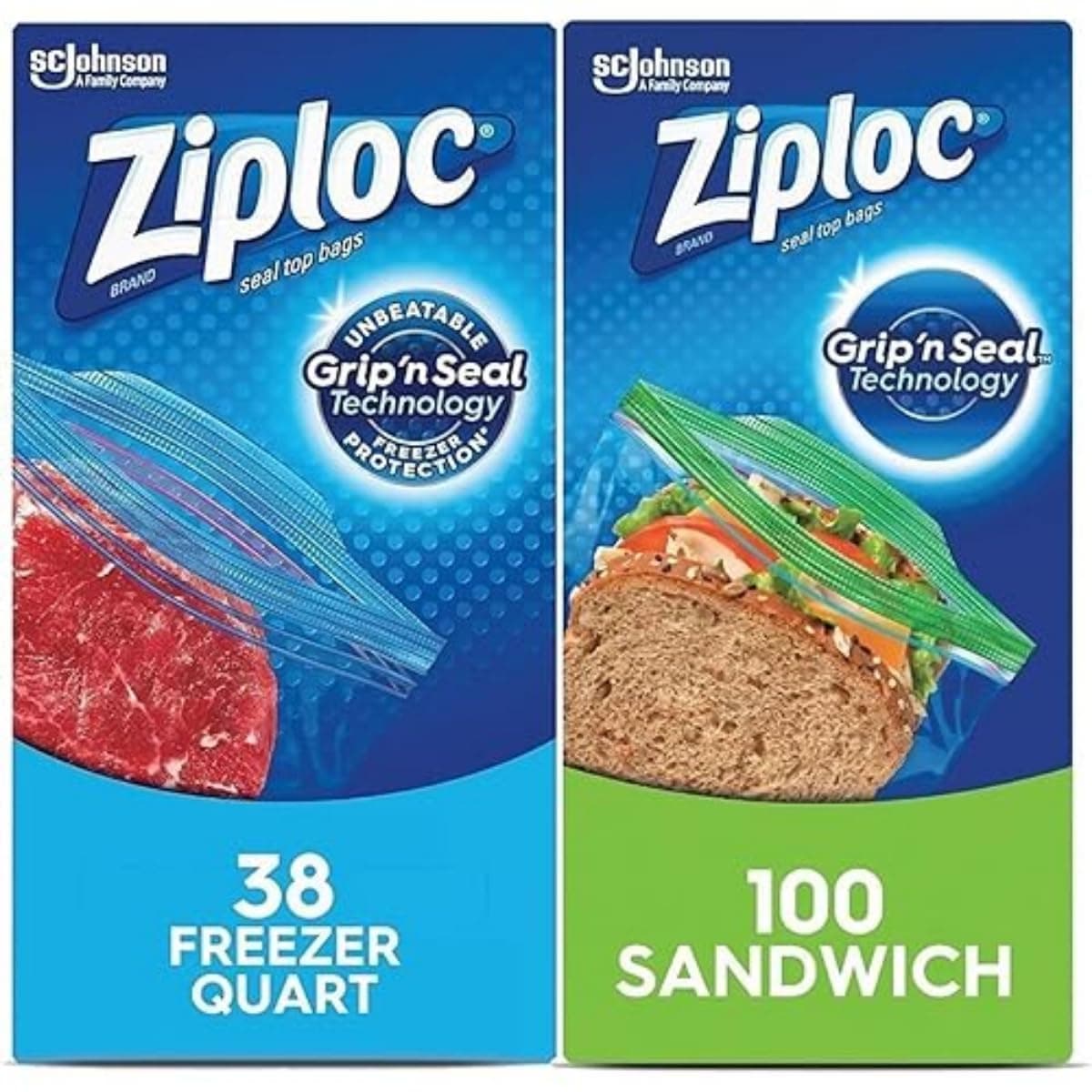 Bundle – Freezer Bags (38 Count) + Sandwich Bags (100 Count) – Double Zipper, Easy Grip for Fresh Food Storage