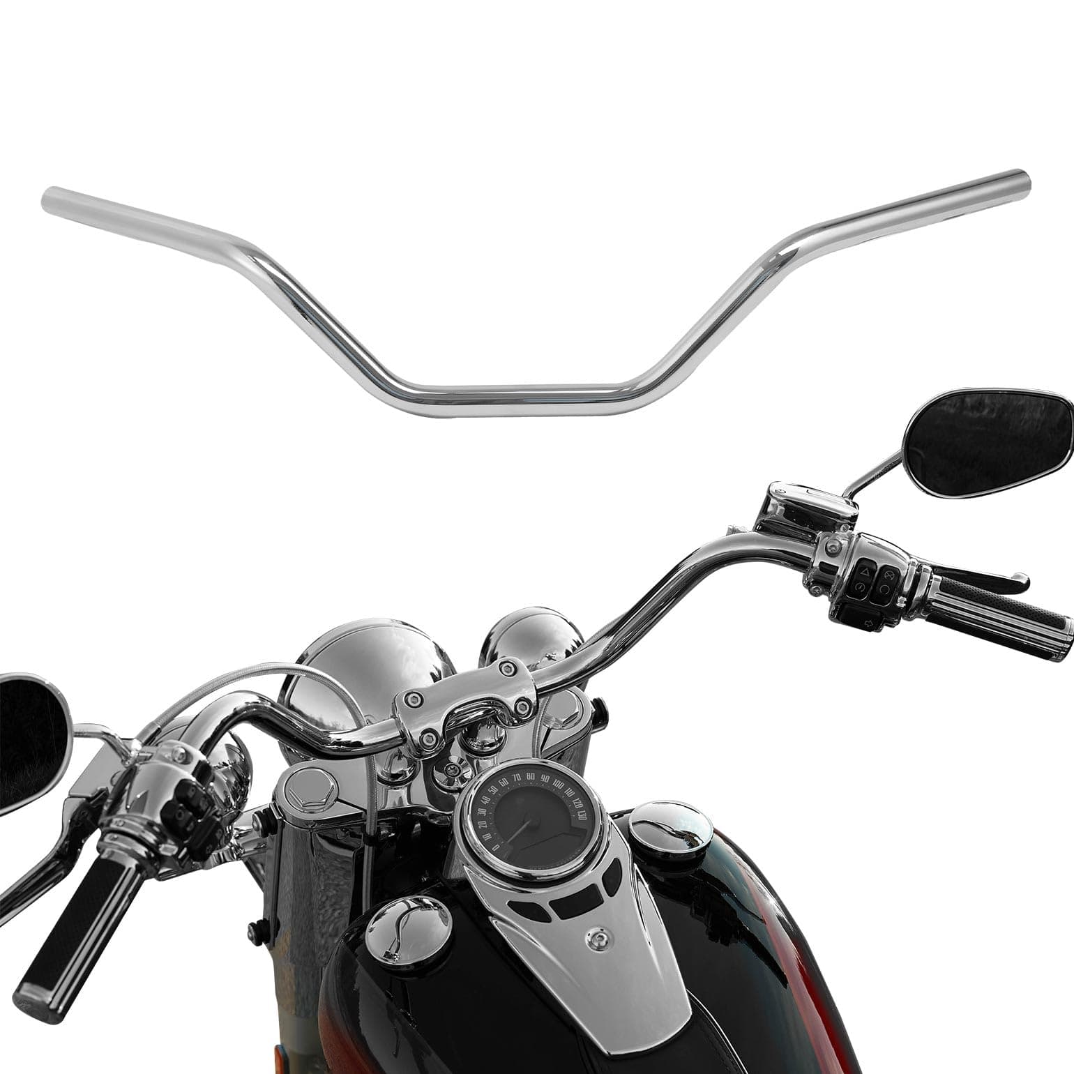 1" Fat Custom Handlebar Fit For Harley Davidson Sportster Dyna Softail Street XG V-ROD Honda Yamaha Suzuki Kawasaki Triumph Most Chopper Cruisers Bobber Bike Cafe Racer