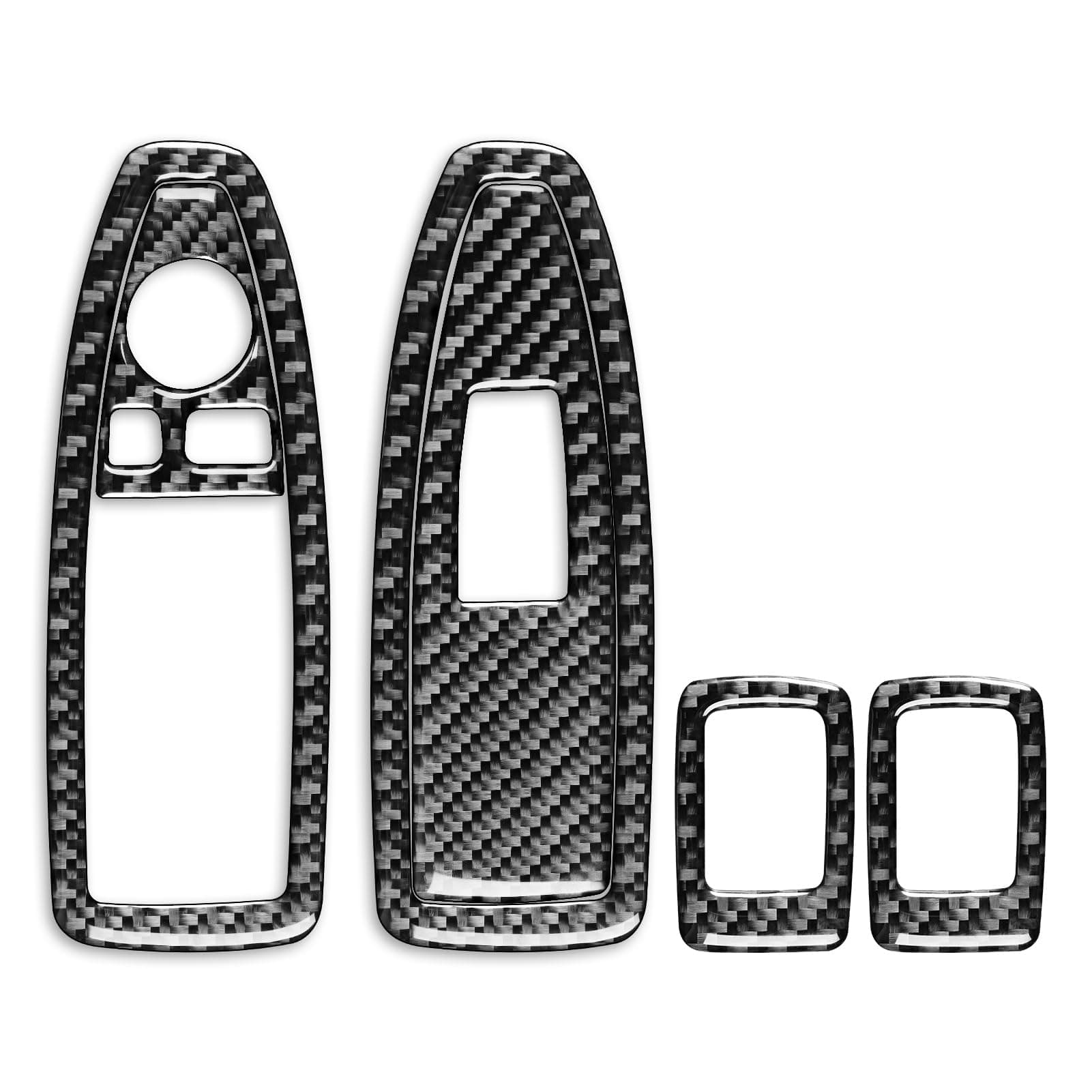 Real 3K Black Carbon Fiber Car Window Lift Switch Control Button Panel Decoration Sticker Auto Interior Accessories Compatible with BMW X1 F48 F49 2016-2022/X2 F39 2018-2022-Type A