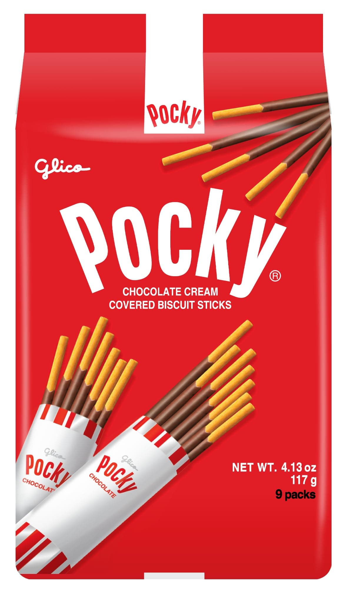 Pocky Glico Chocolate Cream Covered Biscuit Sticks, 4.13 oz (Pack of 5)
