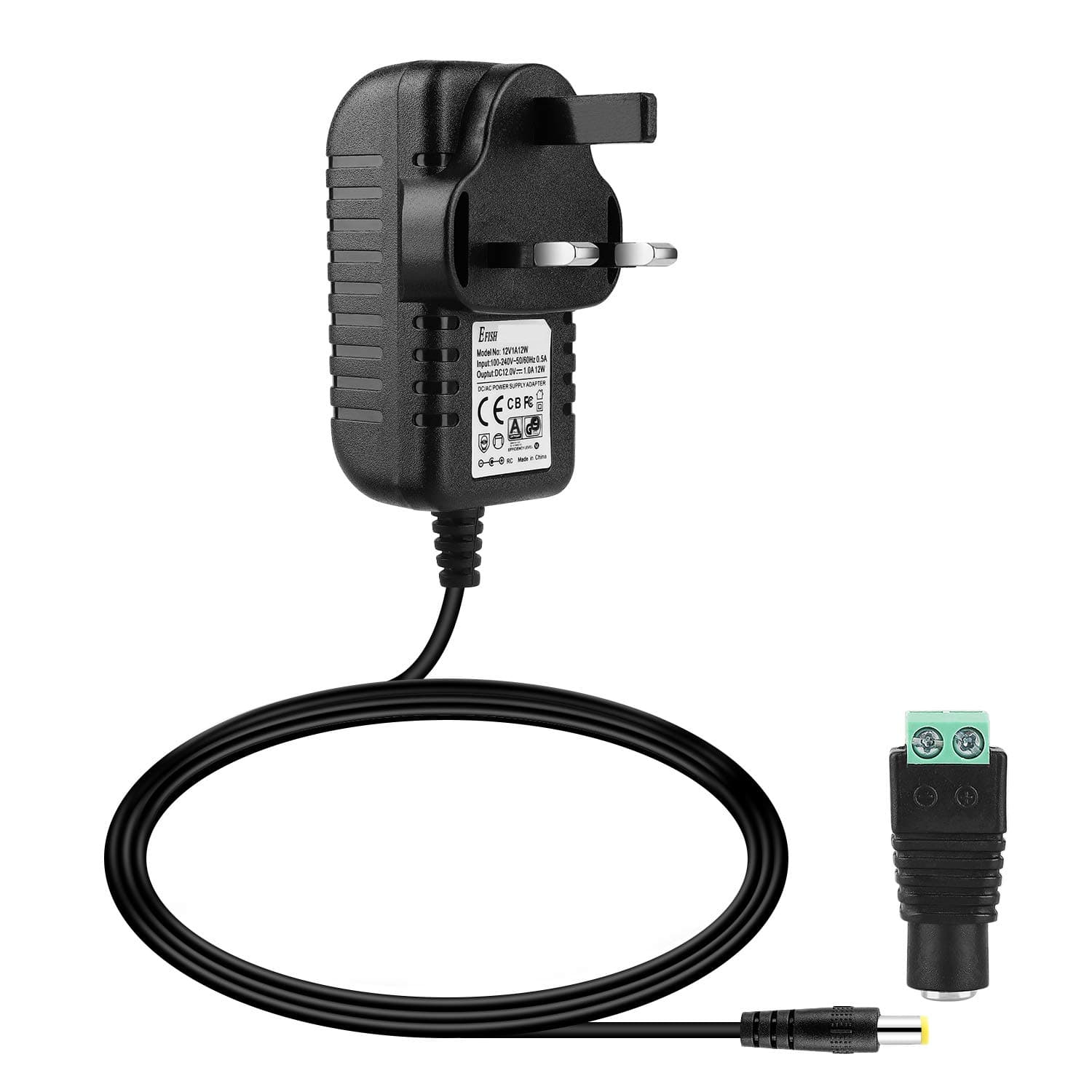 EFISH Power Supply Adapter 12V 1A 12W,Power Plug for 12V Home Appliances,CCTV Camera,Yamaha keyboard,Routers,Hubs,LED strips,Telekom,T-Com,Speedport,Radiowecker,Scanner