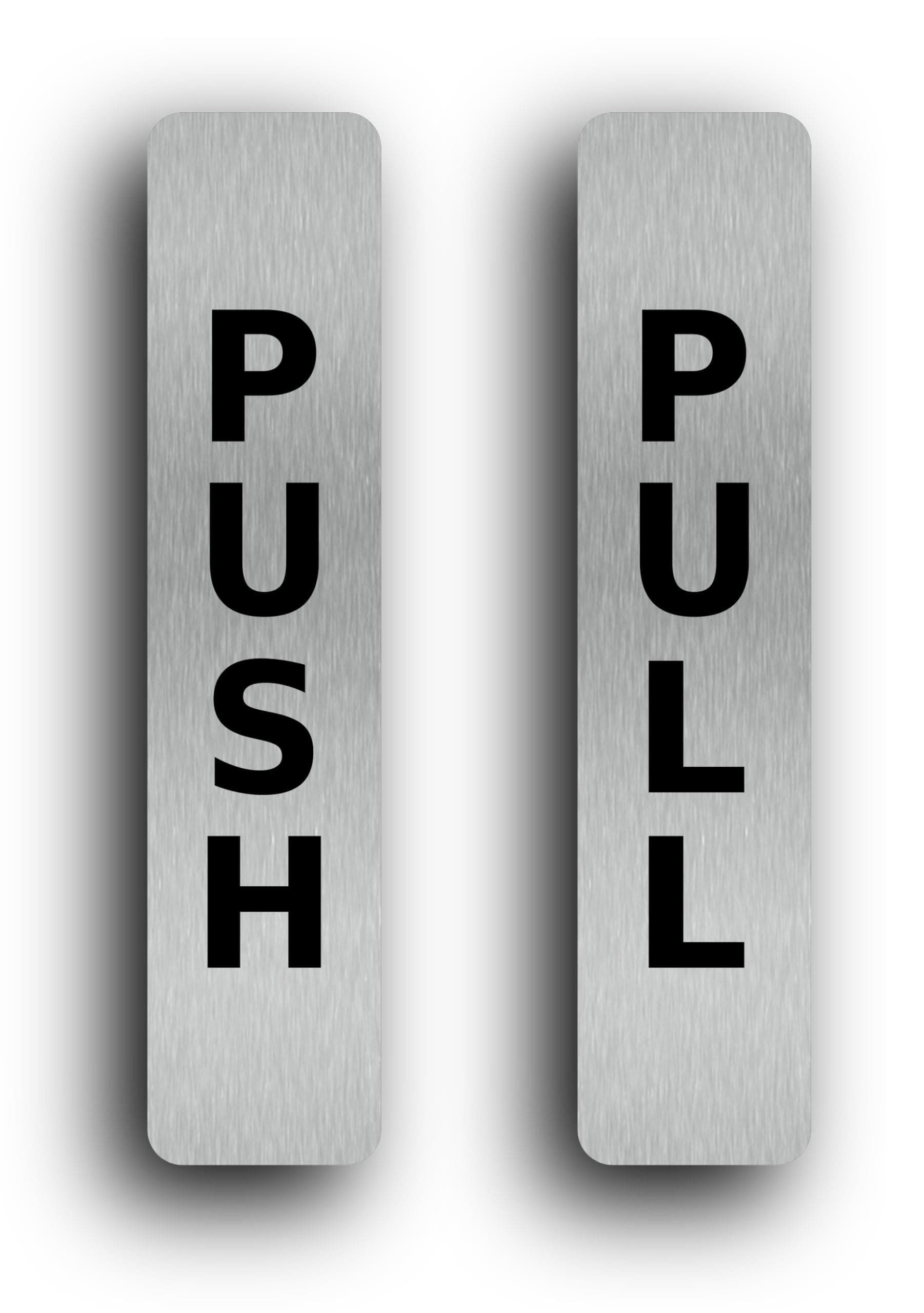 SILVER Push Pull Set Pair of Door Signs for businesses, restaurants, bars, hotels, schools, cafe. Tough 1.6 mm Thickness Material, Durable, Guaranteed not to Tear