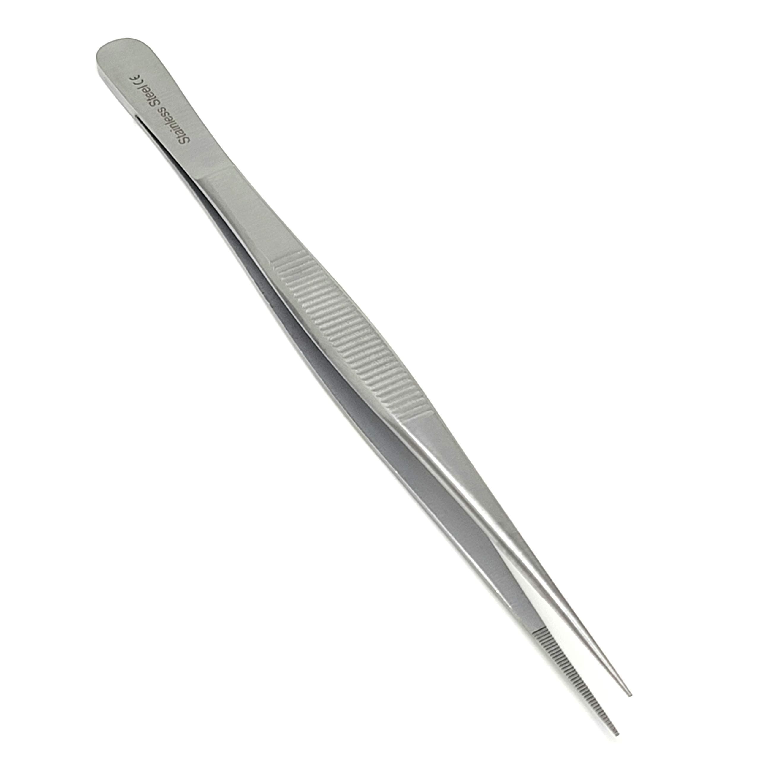 A2Z SCILAB Stainless Steel High Precision Forceps with Fine Strong Straight Serrated Point to use Engineer Labware for Scientific Use 6" (15.2 cm), (6 Inch)