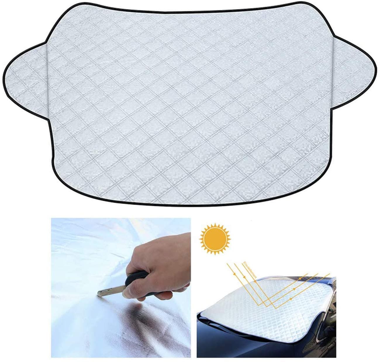 Car Sun Shade, Front Car Windshield Sunshade, Windscreen Cover UV Magnetic Windshield Protector Dust Water Resistant Snow Ice Cover for All Weather (57.5 * 40.2 inch)