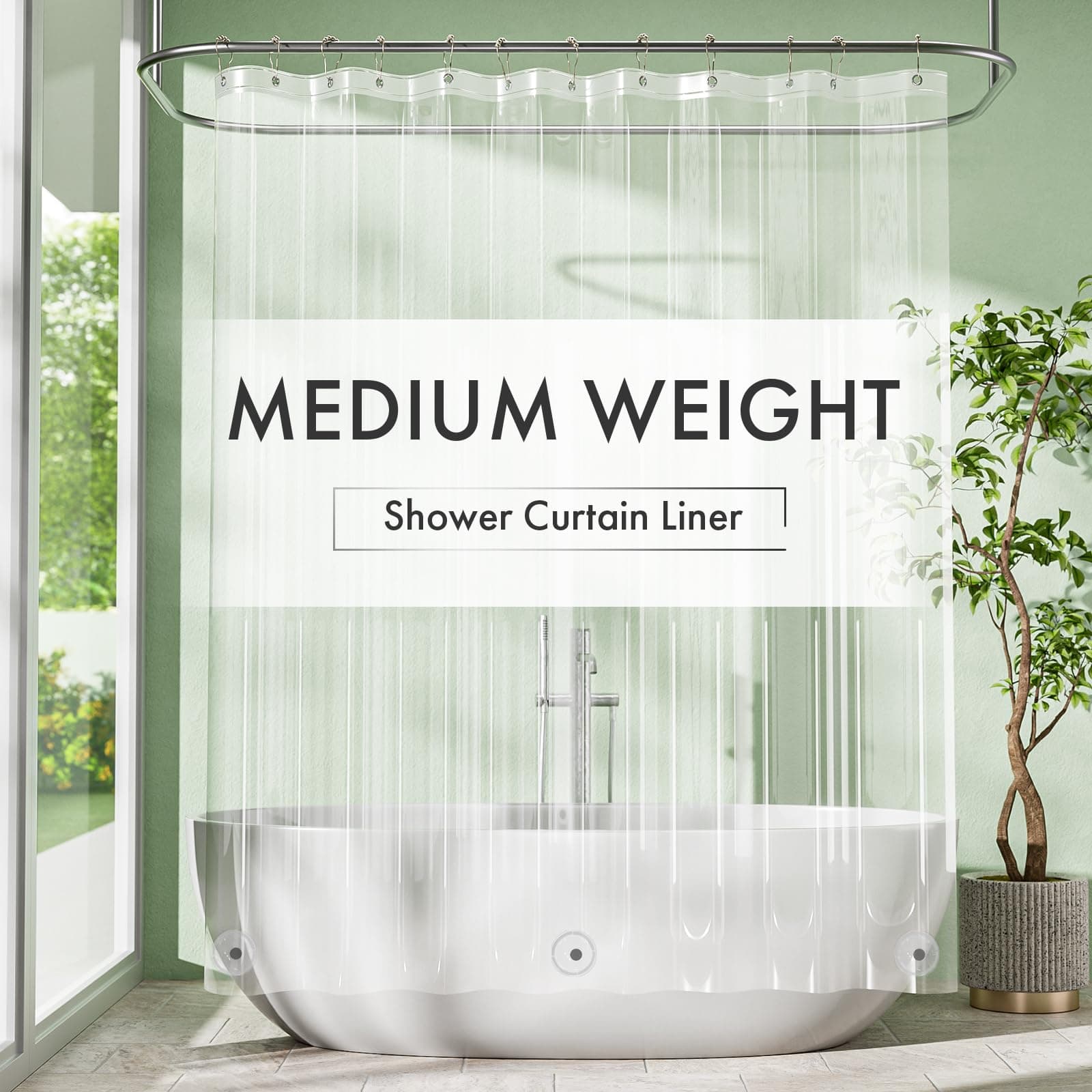 Amazer Extra Long Shower Curtain Liner 72 x 84 Clear Shower Liner Medium Weight PEVA Waterproof Inside Shower Curtains for Bathroom with 3 Magnets and Rustproof Grommets