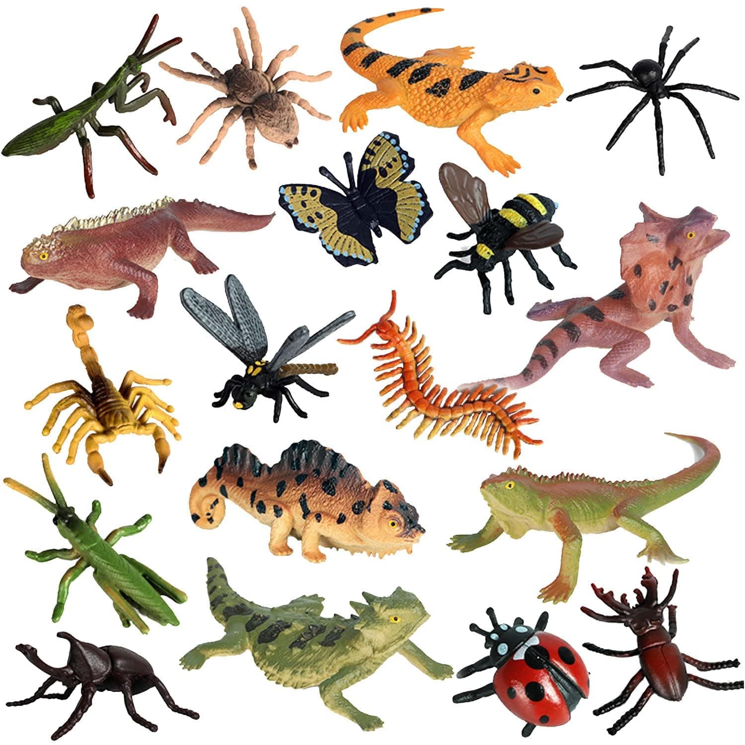 18pcs Insect Bug Toy Figures, Realistic Mosquito Spider Action Model for Toddler, Educational Learning Toys, Cake Topper, Halloween Party Favor School Project Bug Figurines Set for Kids Toddlers