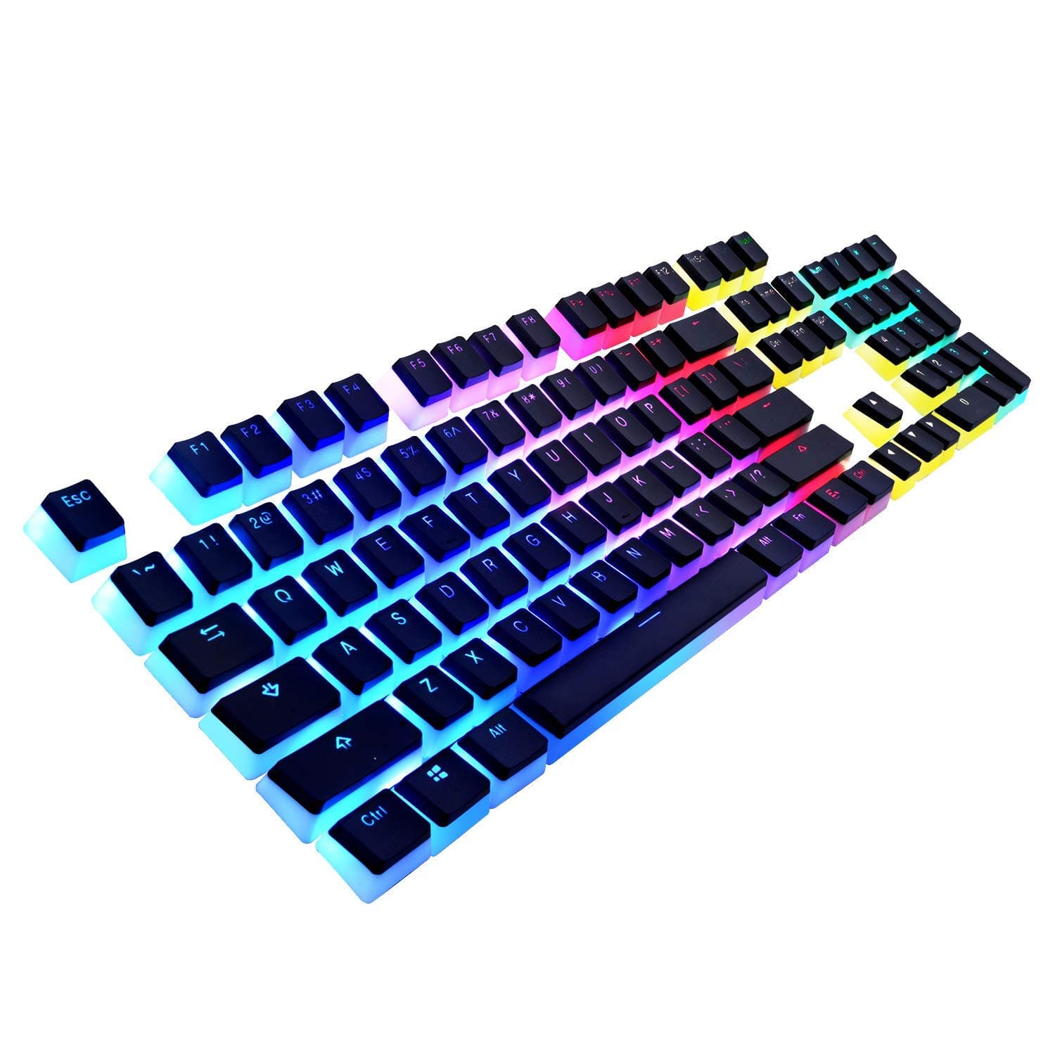 havit Keycaps 60 87 104 Double Shot Backlit PBT Pudding Keycap Set with Puller for DIY Cherry MX RGB Mechanical Keyboard (Black)