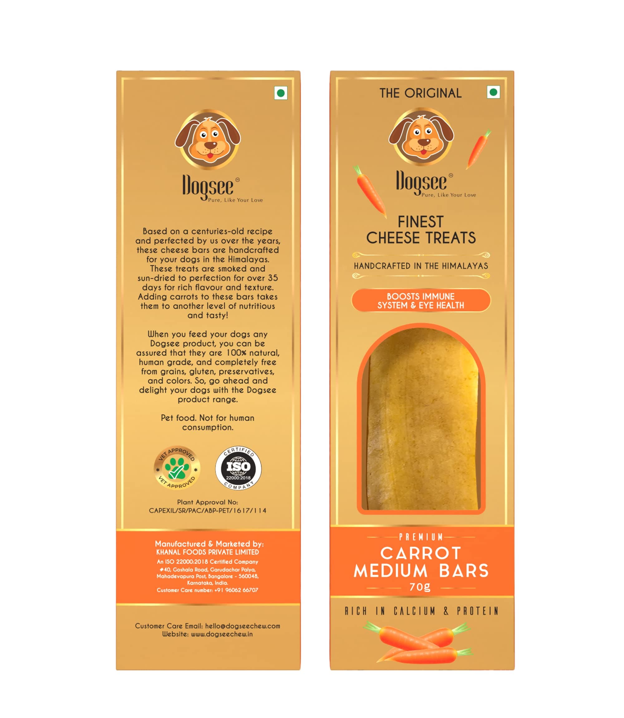 Dogsee Chew Singles Carrot Bars- 70g