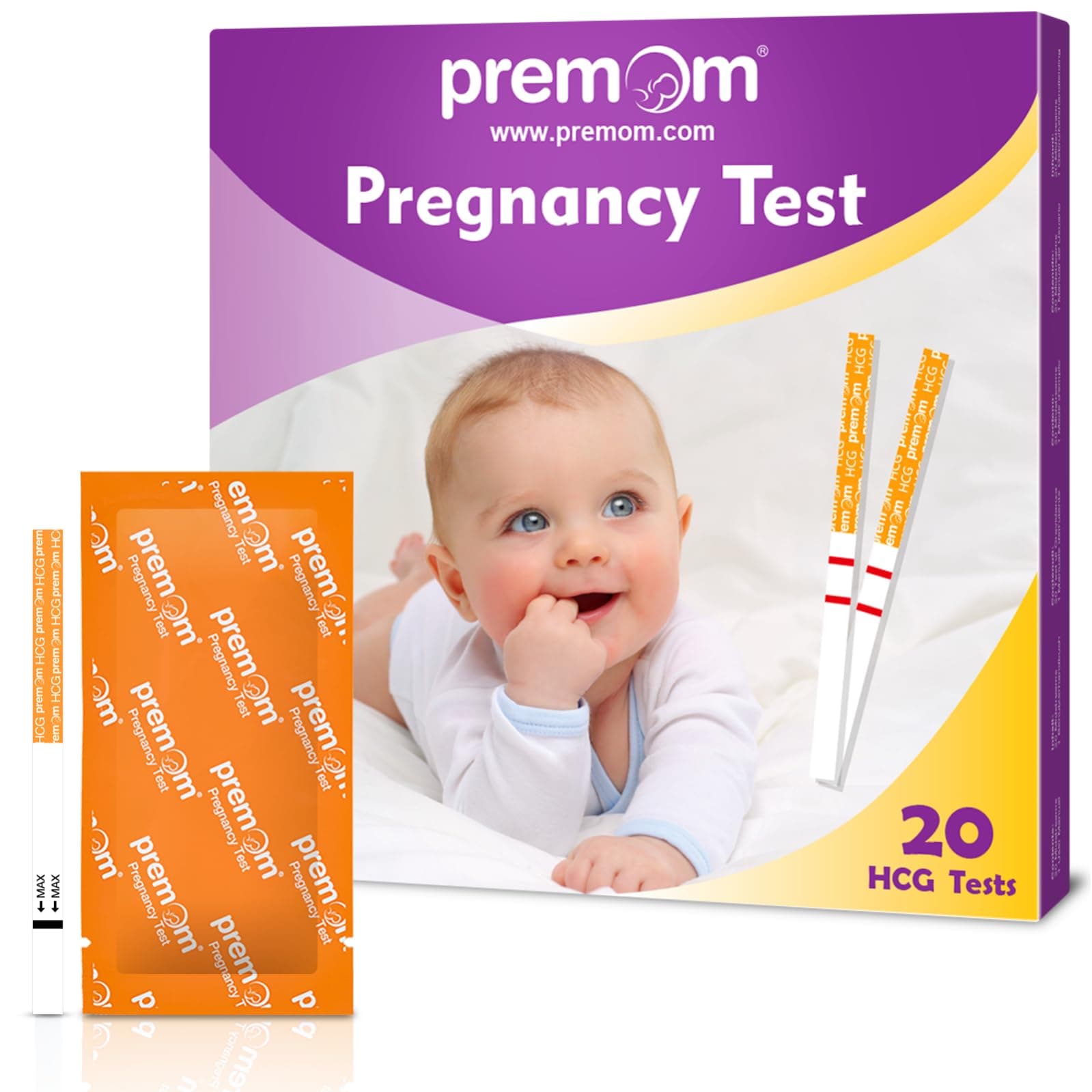 Early Detection Pregnancy Test: 20 Pregnancy Test Strips 10mIU/ml Sensitive Ultra Early Home Fertility Test, Powered by Premom Ovulation Predictor