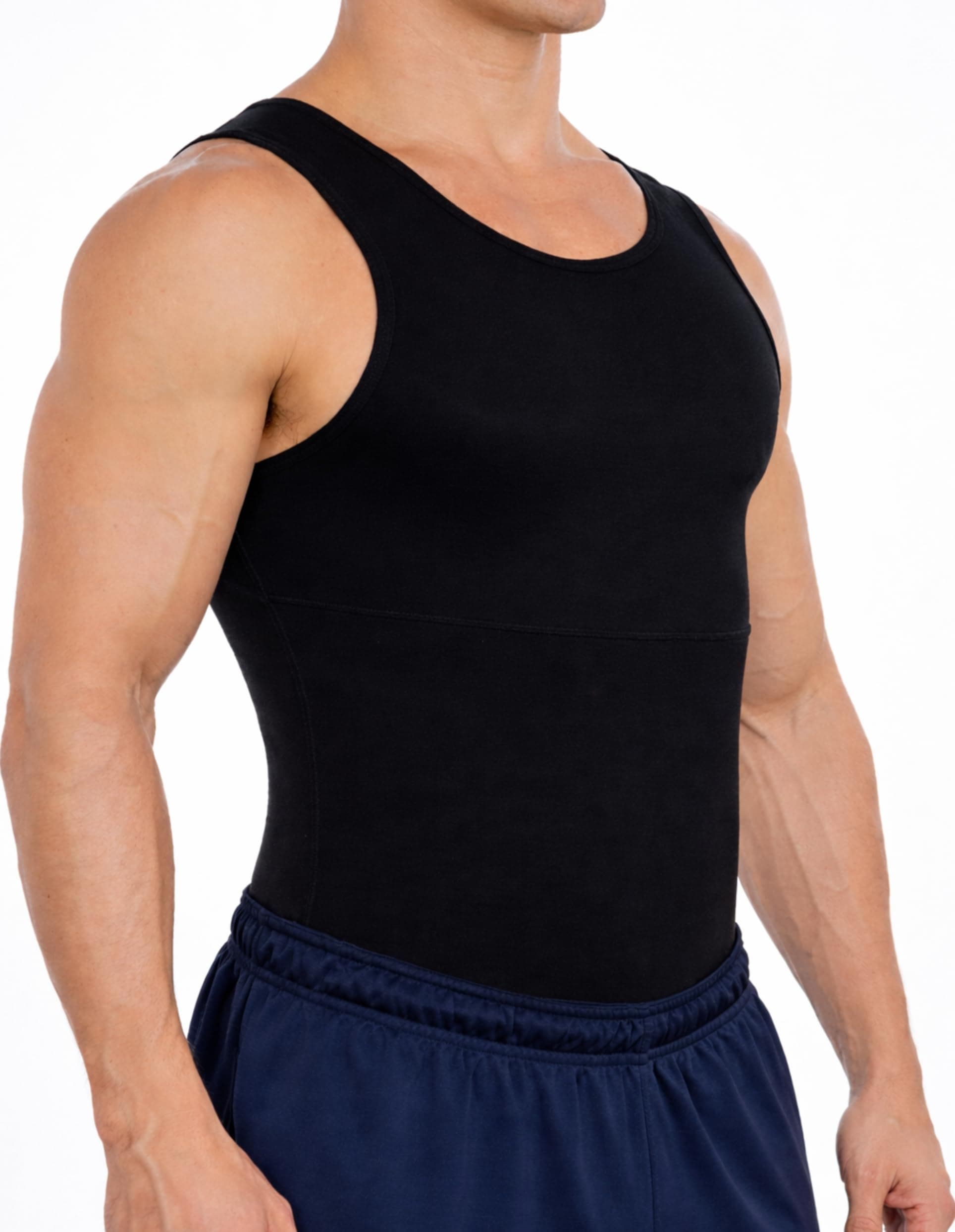Max Men’s Compression T-Shirt – Chest Tightening & Midsection Support, Slimming Undershirt for a Streamlined Silhouette