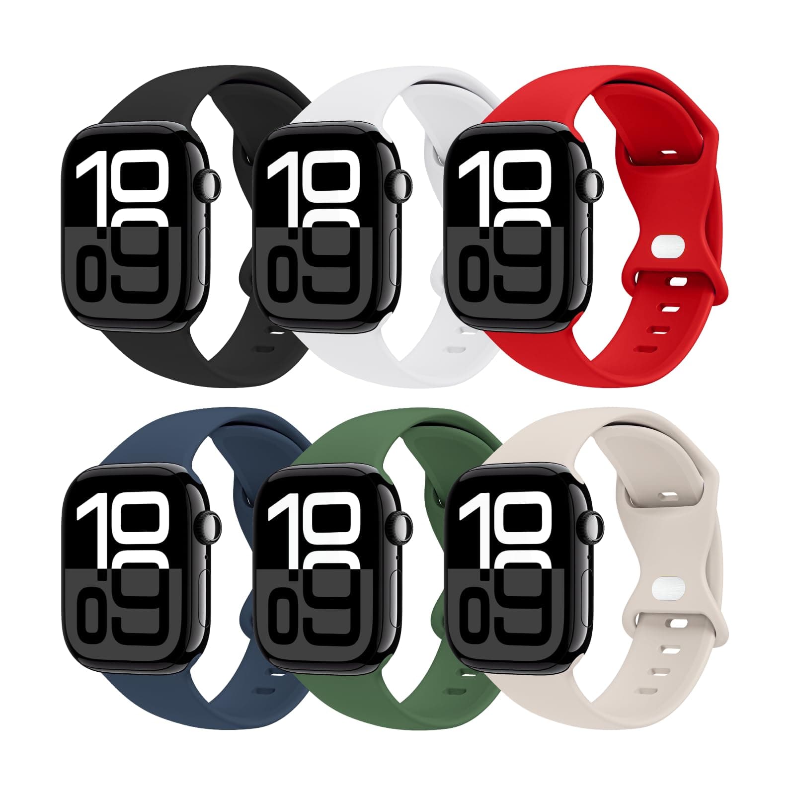 THWALK 6 Pack Sport Bands Compatible with Apple Watch Band Ultra 3/2/1 49mm, Series 11/10 46/42mm, 9/8/7 45/41mm, SE/6/5/4 44/40mm, 3/2/1 42/38mm for Women Men