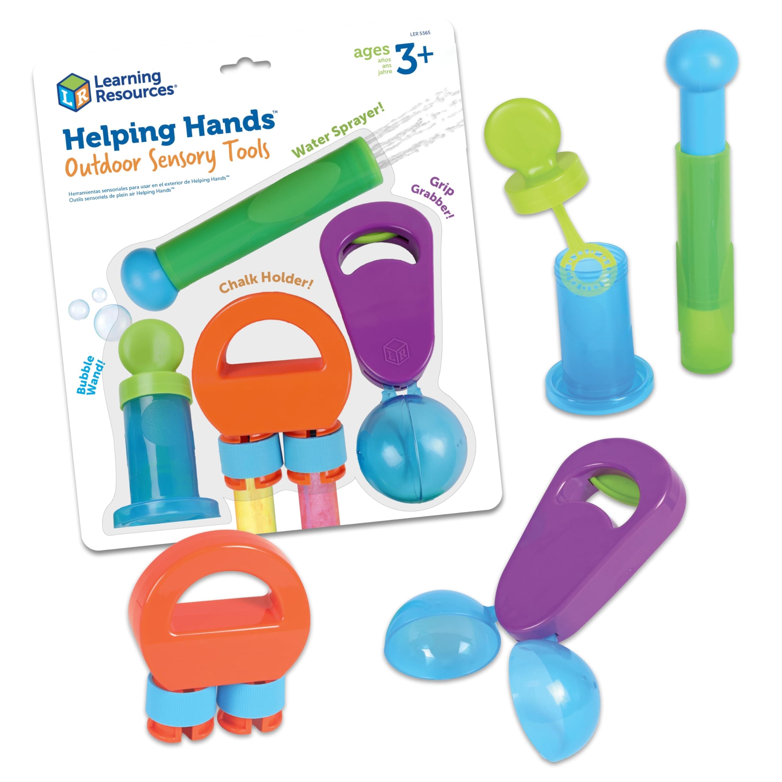 Learning Resources Helping Hands Outdoor Sensory Tools - Sensory Bin Toys, Outside Toddler Activities, Fine Motor Toy, Water and Sand Scoop Toys for Toddlers, Toddler Beach Activity Accessories