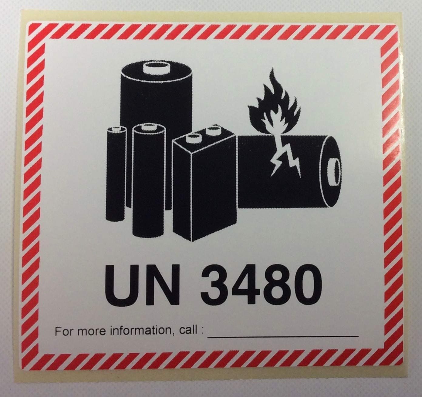 50 x Extra Large IATA UN 3480 Lithium Ion Battery Hazard Labels Stickers 120x110mm, BAT-UN3480L-FP