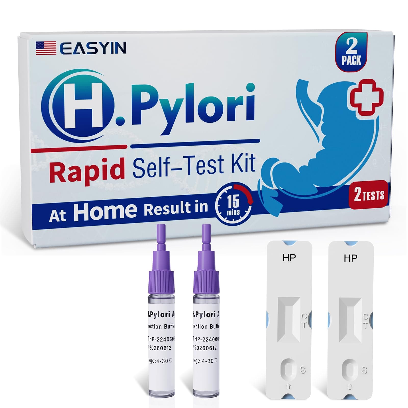 H Pylori Test Kit: 2 PCS Fast & Highly Accurate & Easy to Use & Read Helicobacter Pylori Test at Home Results in 10-15 Minutes - H-Pylori Test Kit 2 Test (2)